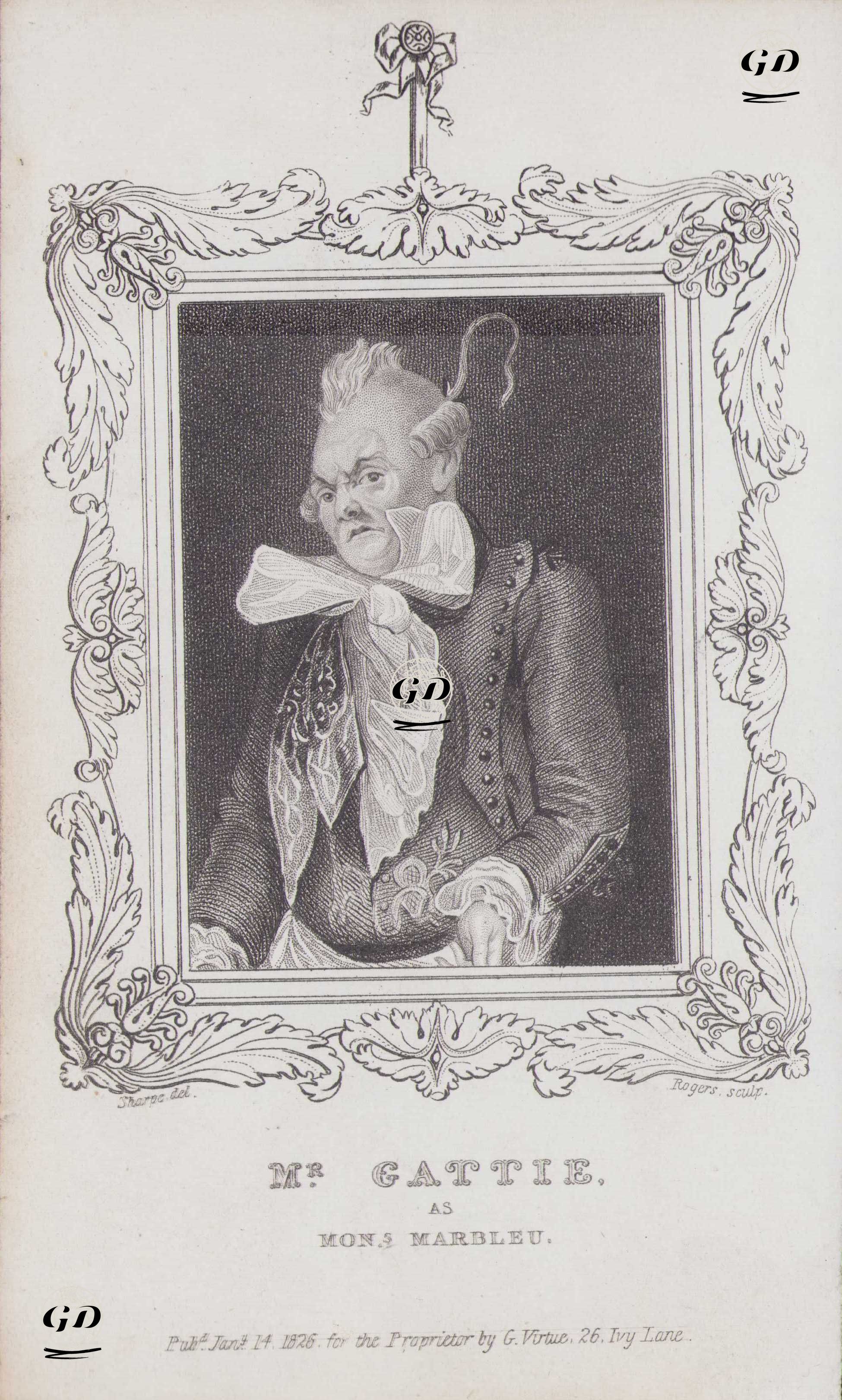 Monsieur Tonson Oyununda Monsieur Marbleu Rolünde Henry Gattie - Louisa Sharpe (1798-1843) - 1826