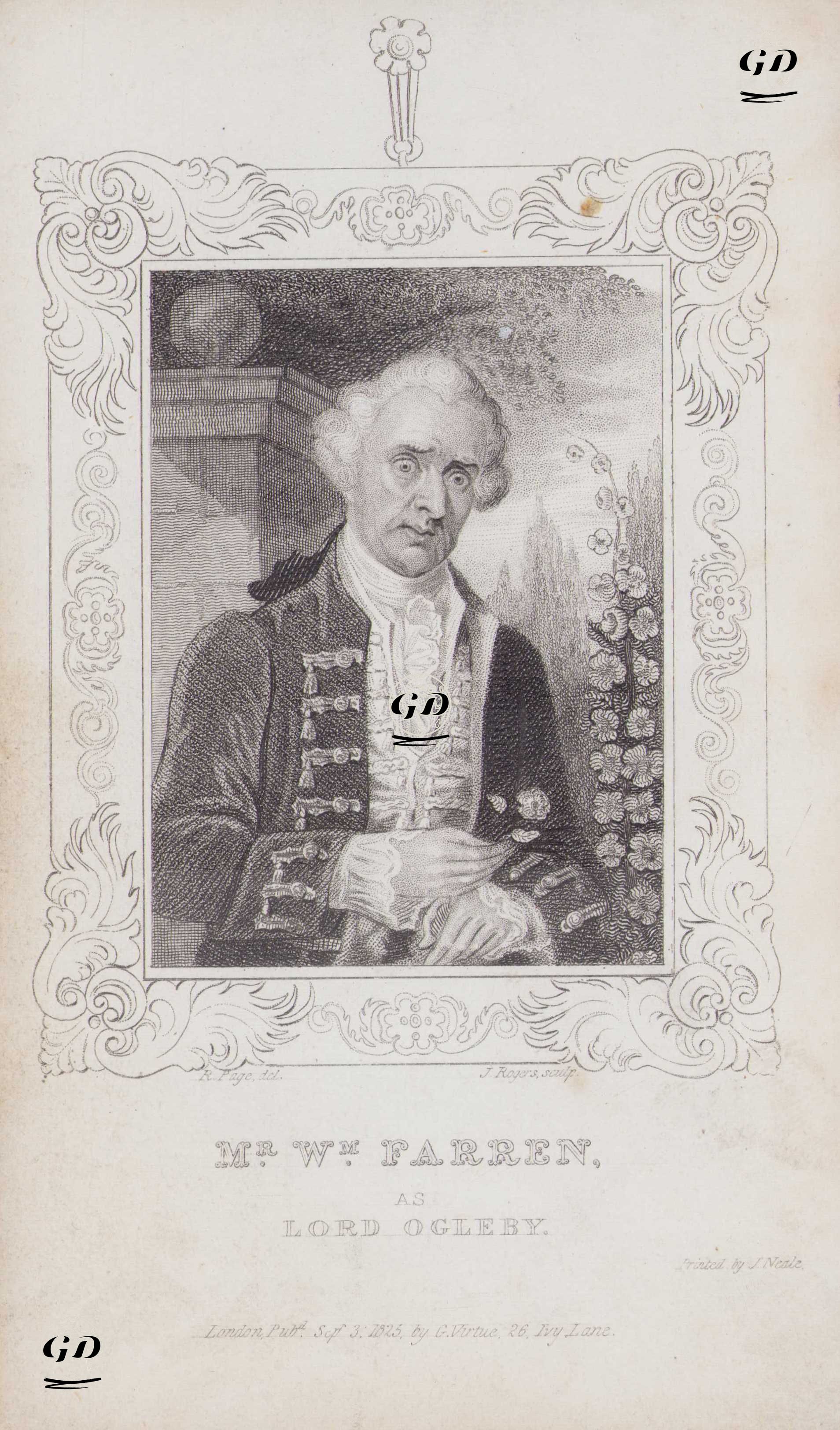 The Clandestine Marriage (Gizli evlilik) Komedi Oyununda Lord Ogleby Rolünde William Farren II - R.Page - 1826