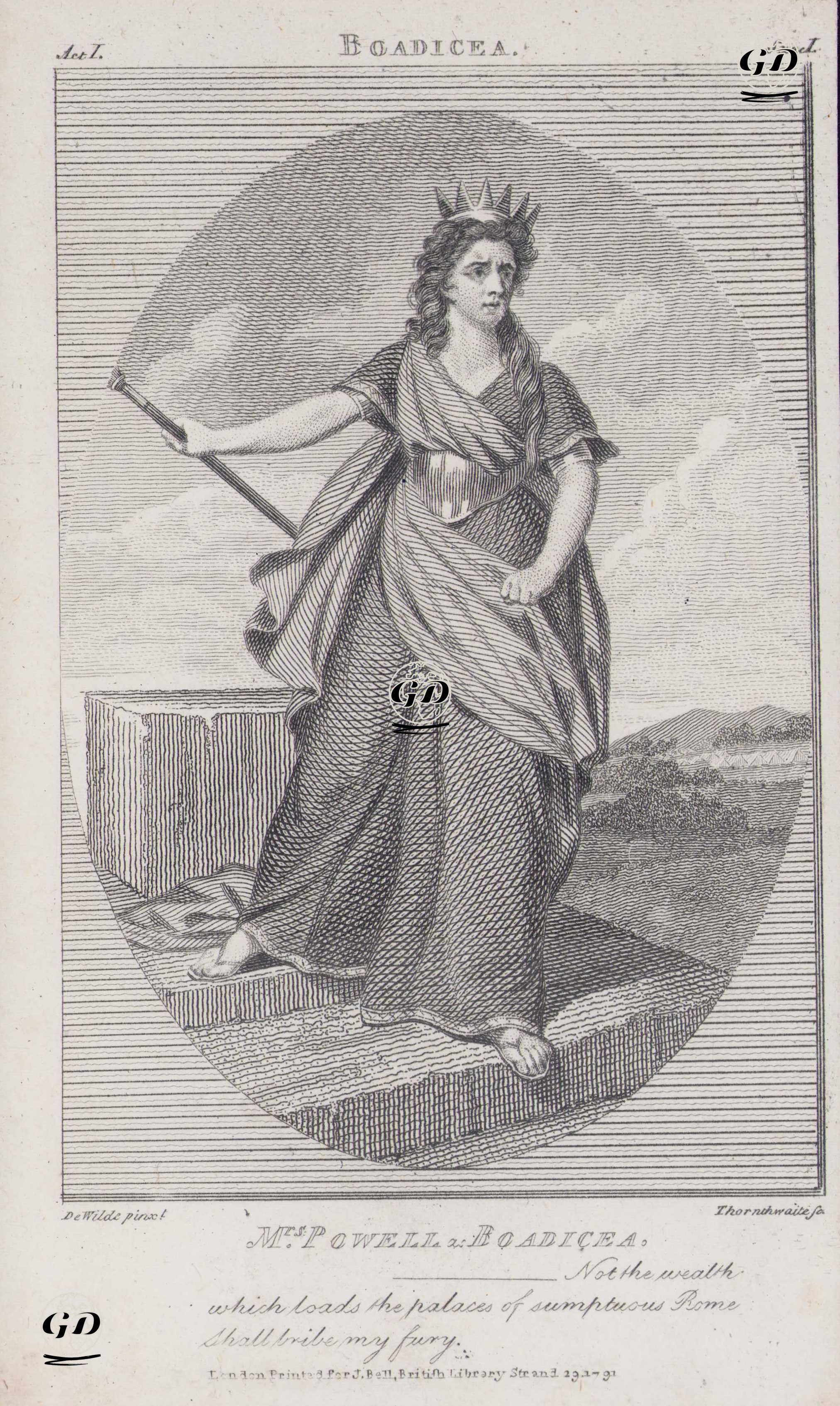 Boadicea Oyununda Boadicea Rolünde Mary Ann Powell, I.Perde I.Sahne - Samuel De Wilde (1748-1832) - 1791