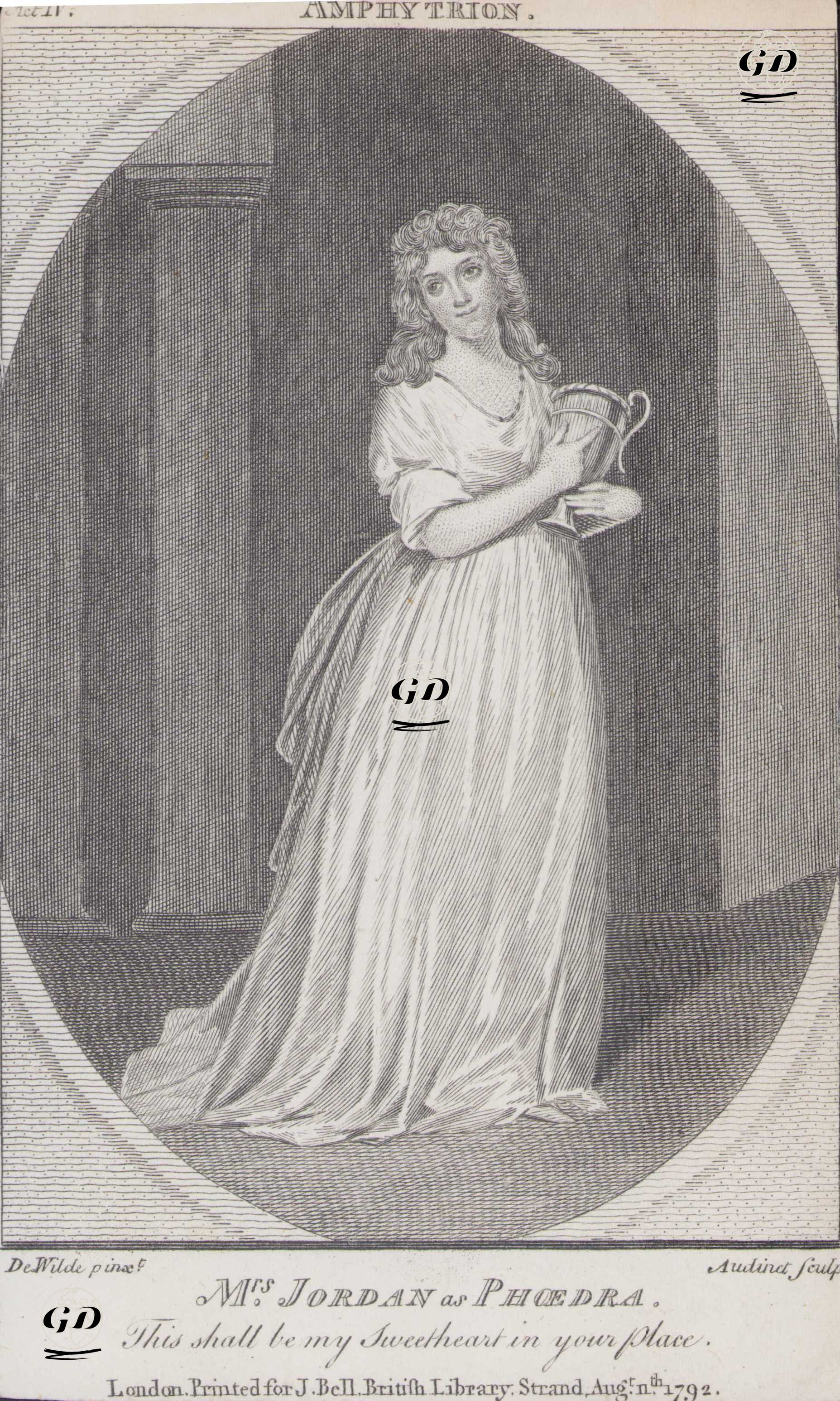 Mrs. Jordan as Phaedra -This shall be my sweetheart in your place-in Amphitryon, Act IV (Dorothy Jordan) - Samuel De Wilde (1748-1832) - 1792