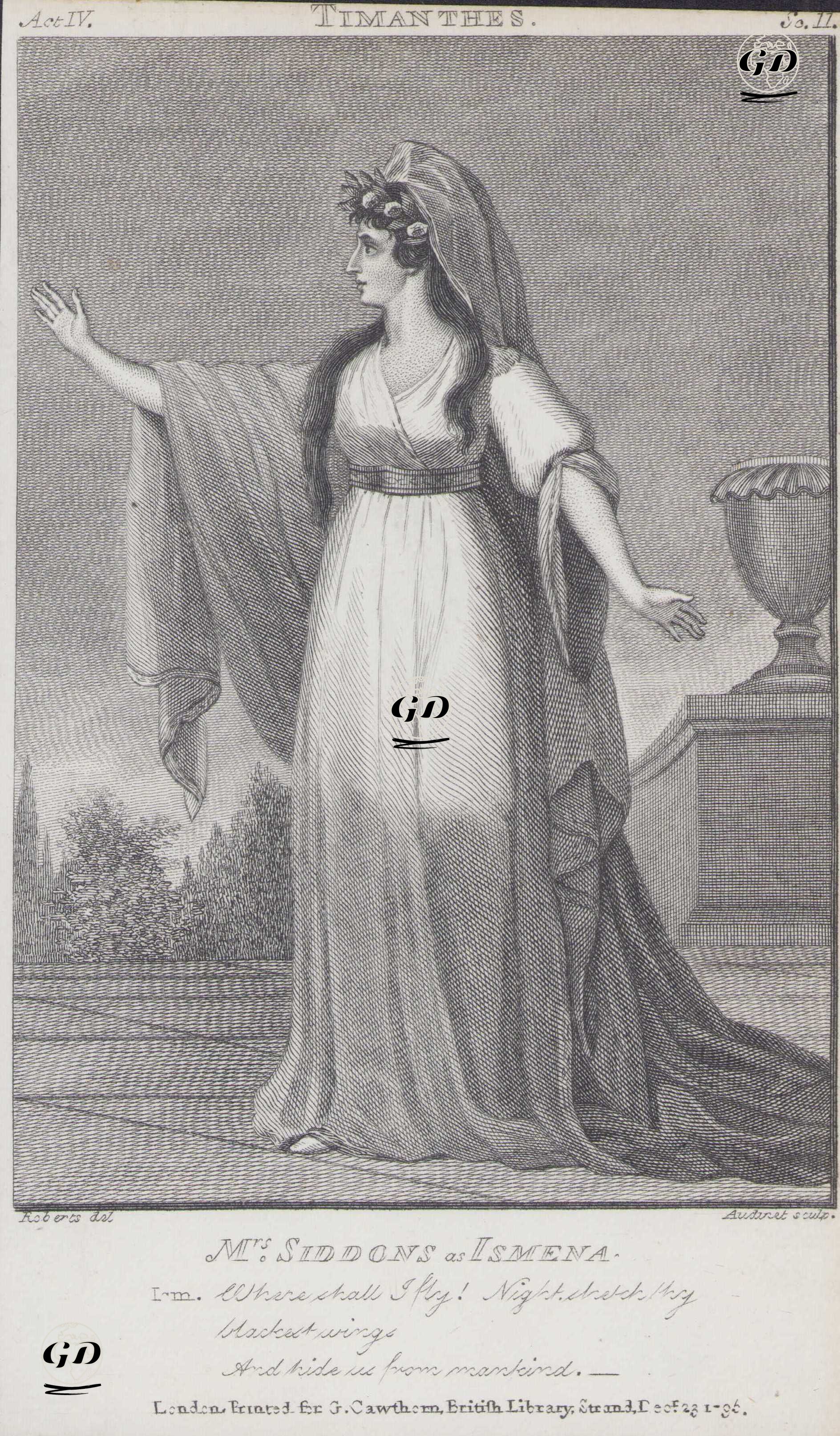Timanthes Oyununda İsmena Rolünde Sarah Siddons (Nee Kemble), IV.Perde II.Sahne - James Roberts II (1753-1810) - 1796