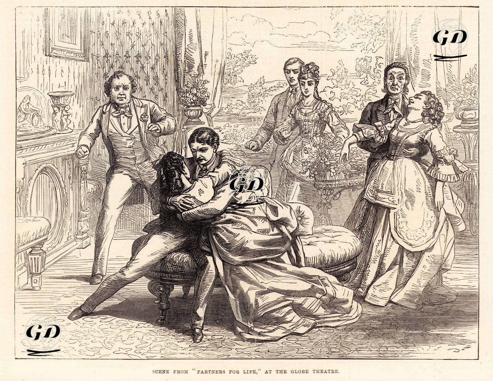 Scene From "Partners For Life" at The Globe Theatre -  - 1871
