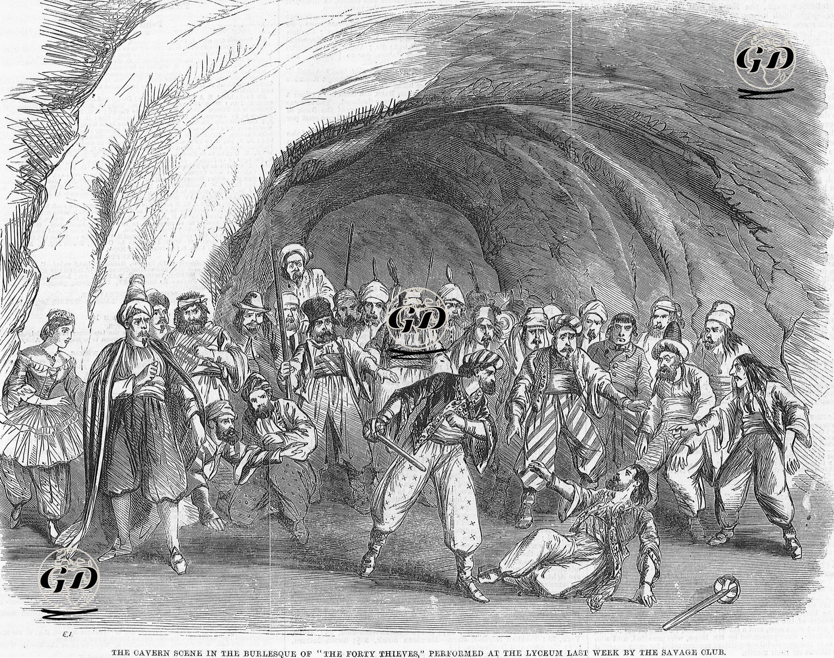 "Kırk Haramiler" Oyunund Mağara Sahnesi, Lyceum Tiyatrosu  -  - 1860