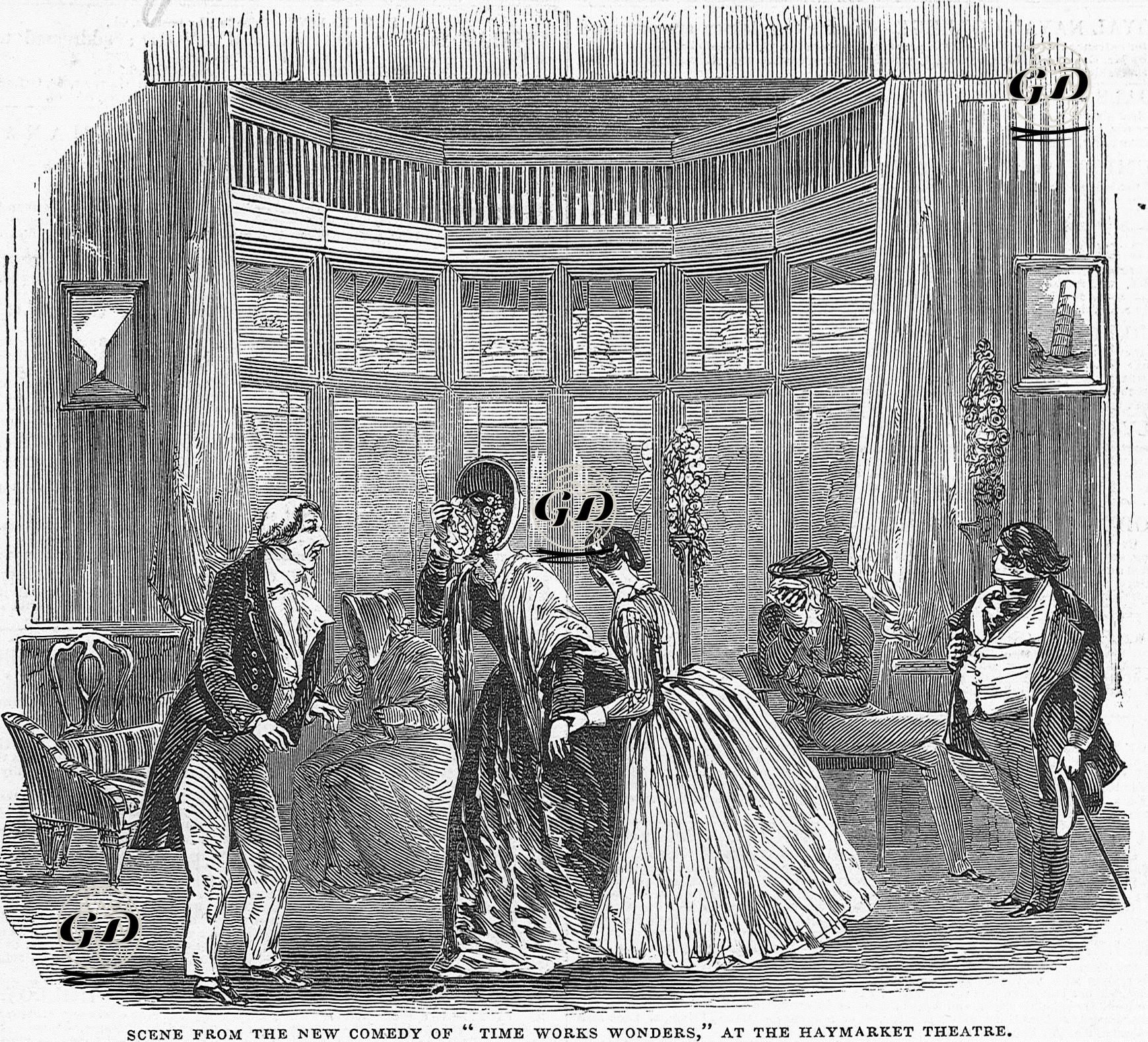 "Zaman Sorunları Çözer" Komedisinden Bir Sahne, Haymarket Tiyatrosu  -  - 1845