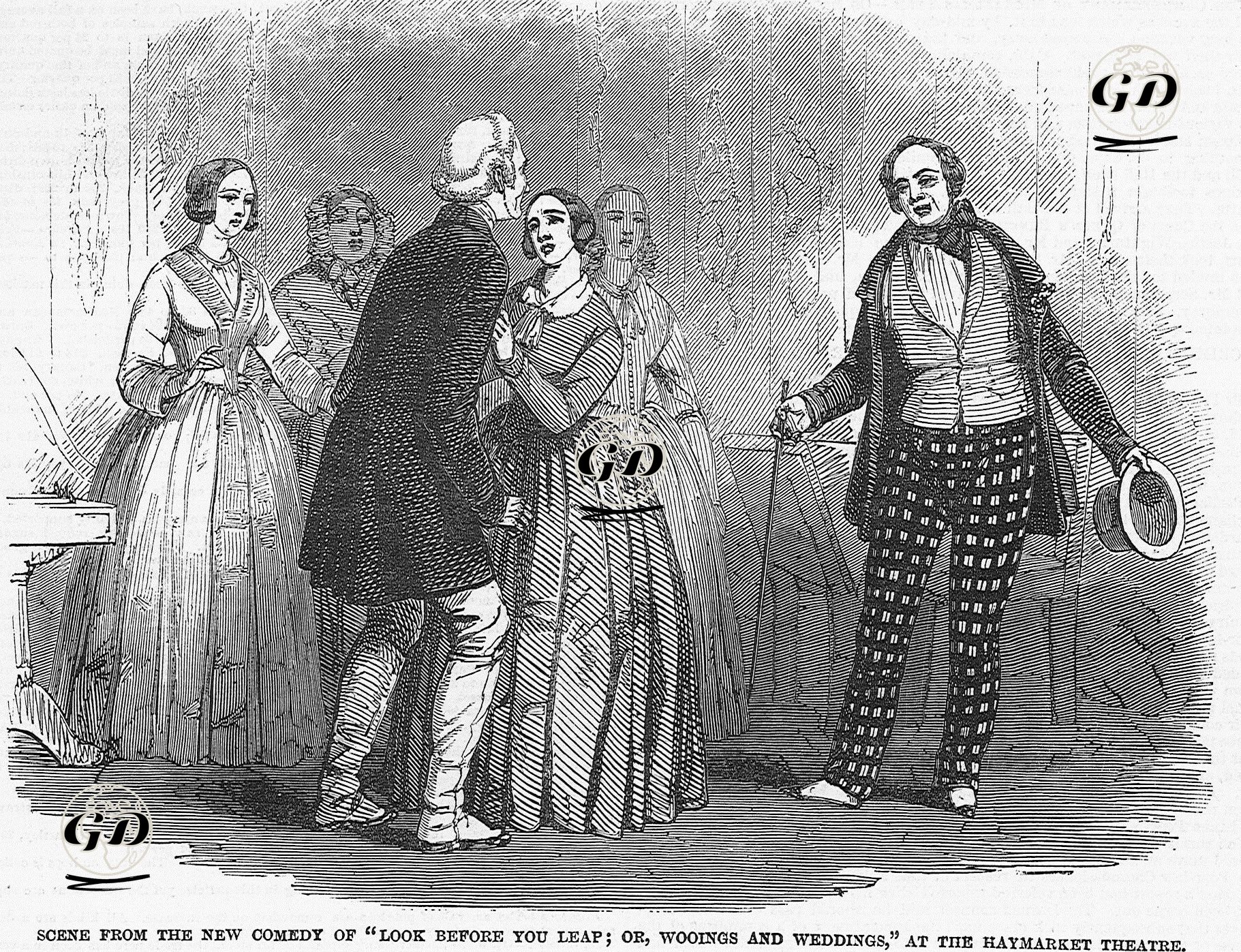 Scene From The New Comedy Of "Look Before You Leap Or Wooings And Weddings" At The Haymarket Theatre  -  - 1846