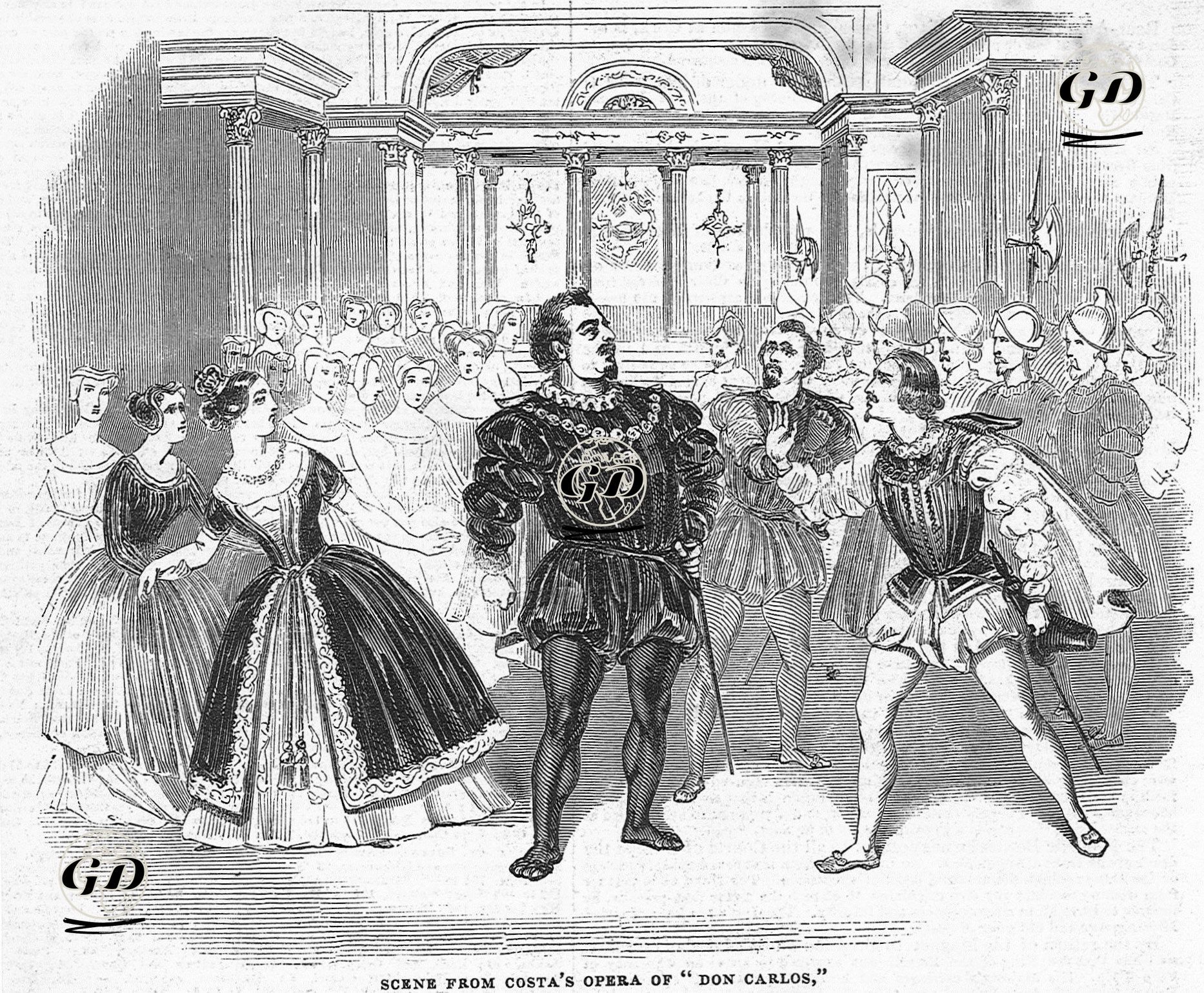 Scene From Costa's Opera Of "Don Carlos" -  - 1844