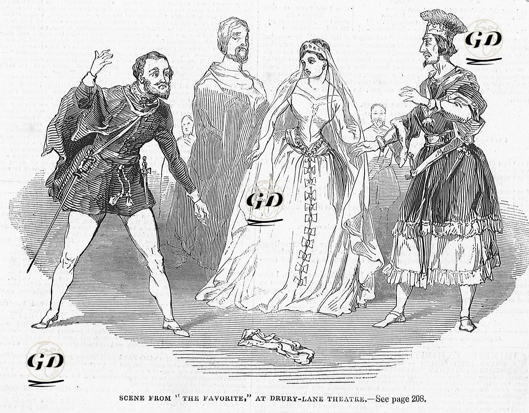 "Favori" Oyunundan Bir Sahne, Drury Lane Tiyatrosu -  - 1844
