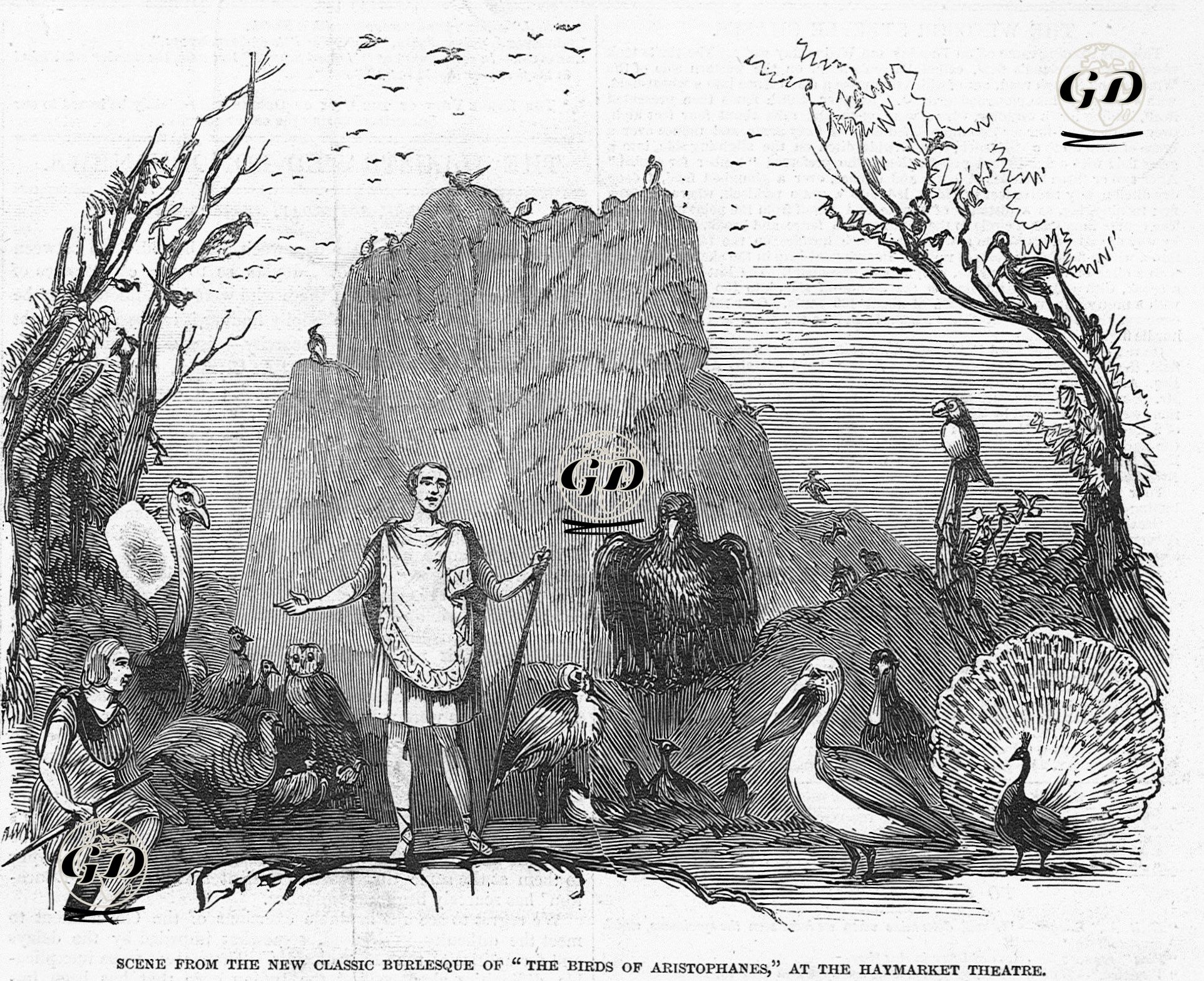 "Aristophanes'in Kuşları" Oyunundan Bir Sahne, Haymarket Tiyatrosu  -  - 1846