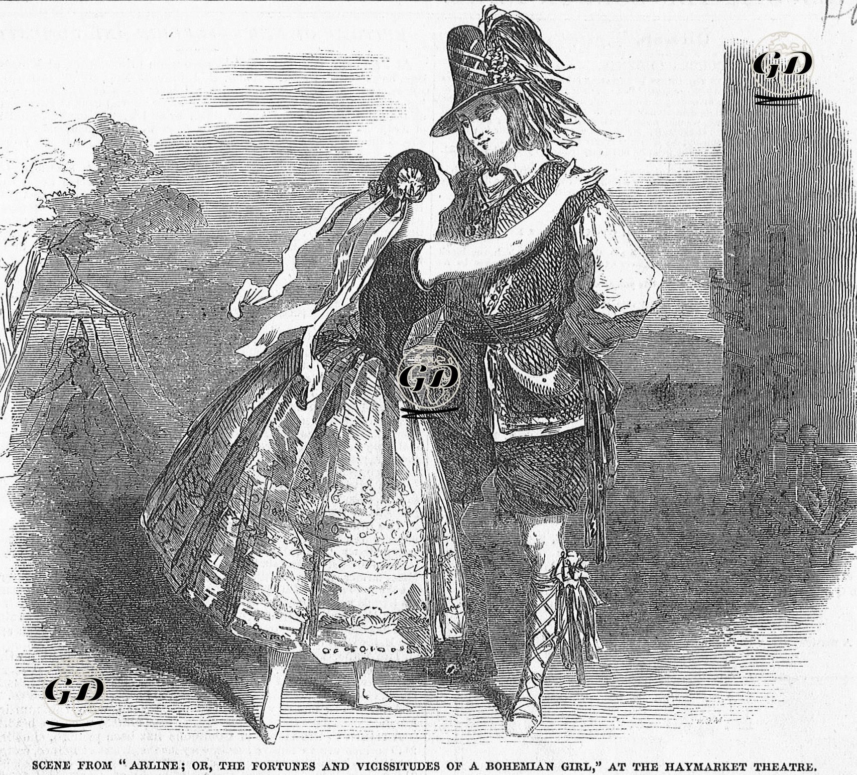 "Arline Ya da Bohem Kızın Değişimi ve Şansı" Oyunundan Bir Sahne, Haymarket Tiyatrosu  -  - 1851