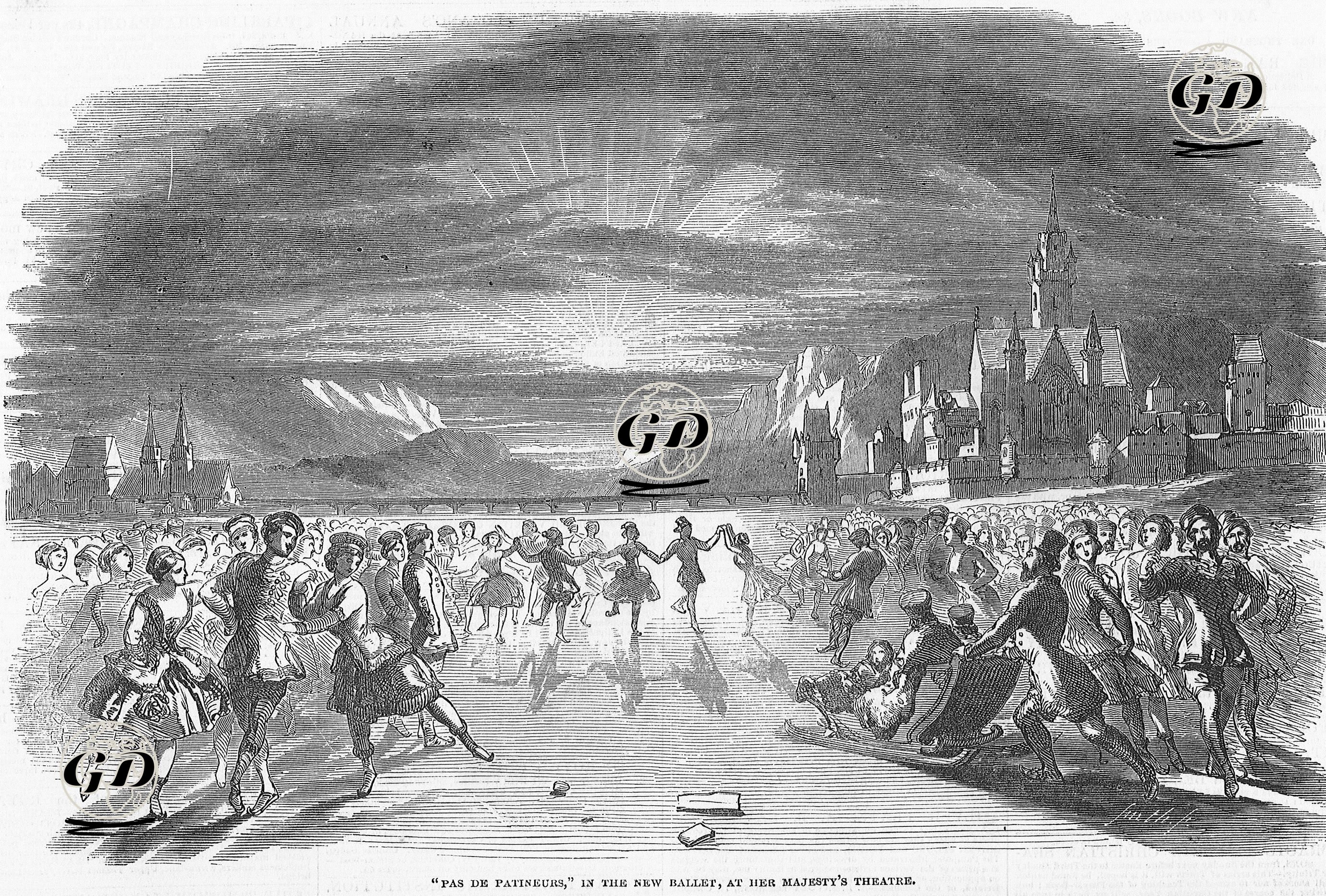 "Pas De Patineurs" In The New Ballet At Her Majesty's Theatre -  - 1849