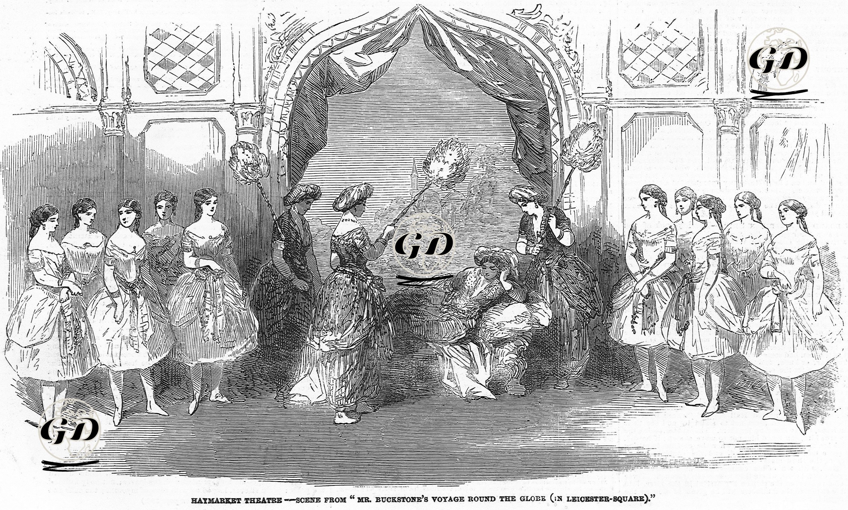 Scene From "Mr. Buckstone's Voyage Round The Globe(In Leicester Square)" At The Haymarket Theatre -  - 1854