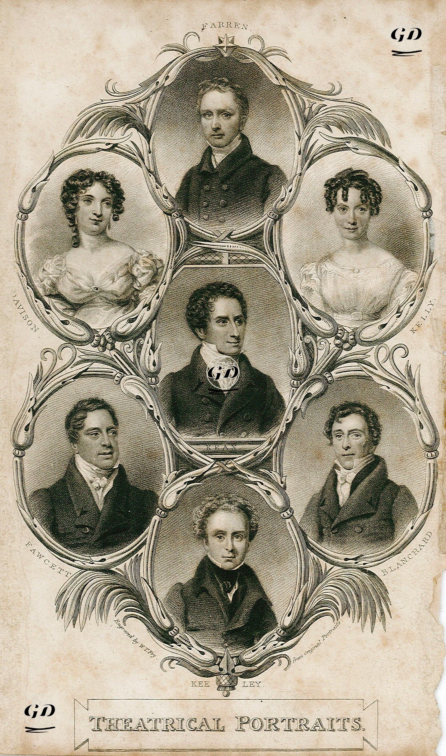 Tiyatro Portreleri(Farren,Davison,Kelly, Kean, Fawcett, Blanchard, Kee Ley) -  - 1827