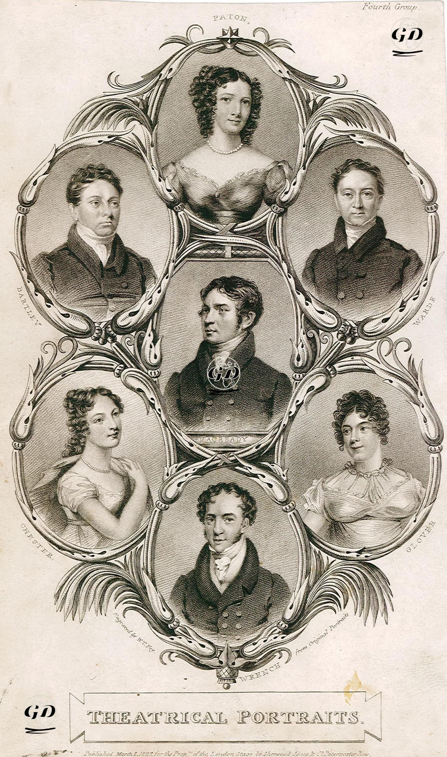 Tiyatro Portreleri(Paton, Bartley, Warde, Macready, Chester, Glover, Wrench) -  - 1827