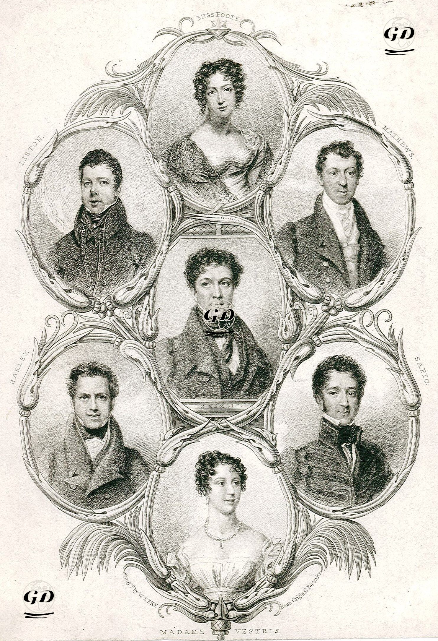 Tiyatro Portreleri(Miss Foote, Liston, Mathhews, C.Kemble, Harley, Sapio, Madame Vestris) -  - 1827