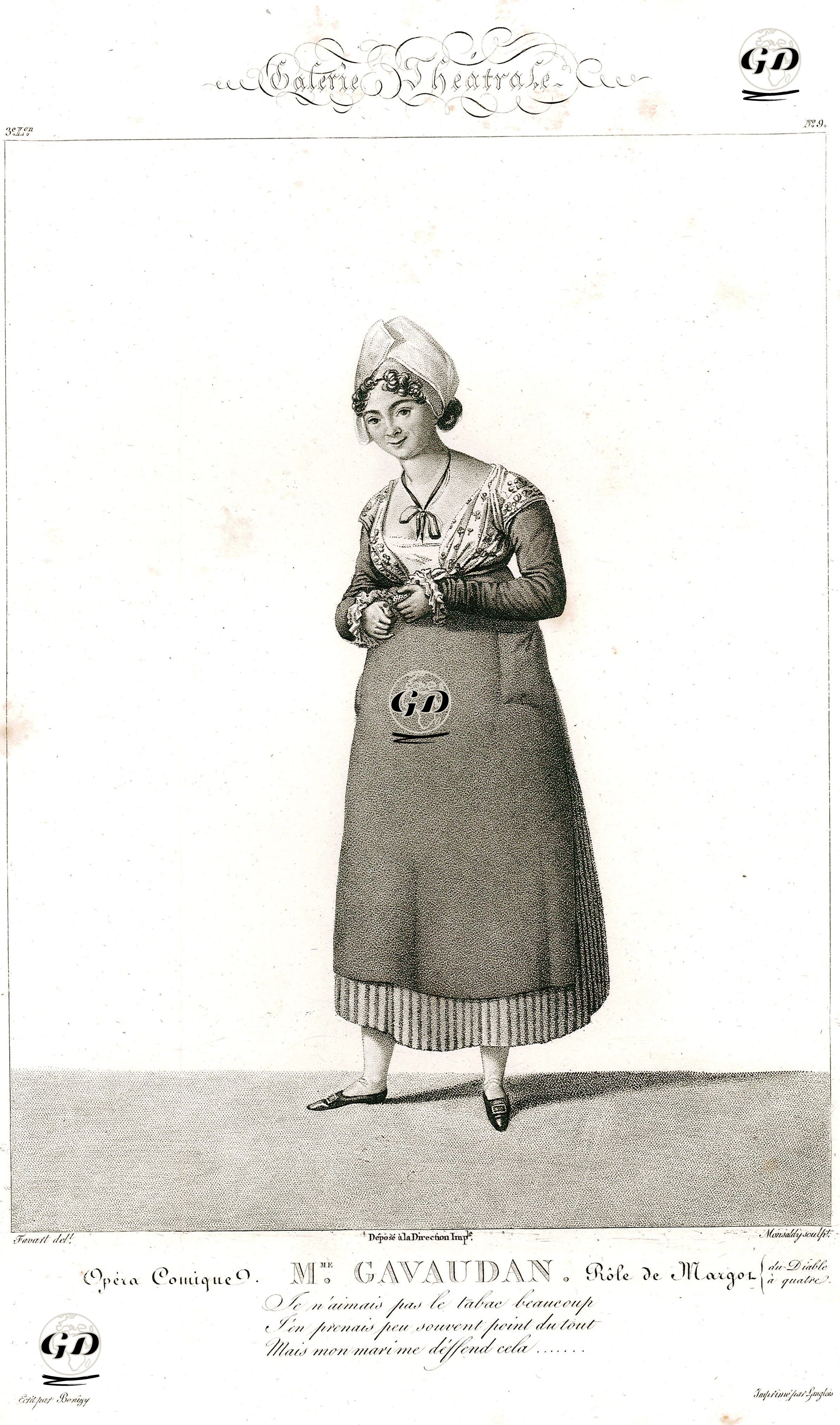 Opera Comique, Mme. Gavaudan,Role De Margol (Du Diable A Quatre)-Galerie Theatrale-Plate 9 - Antoine Pierre Charles Favart (1784-1867) - 1842