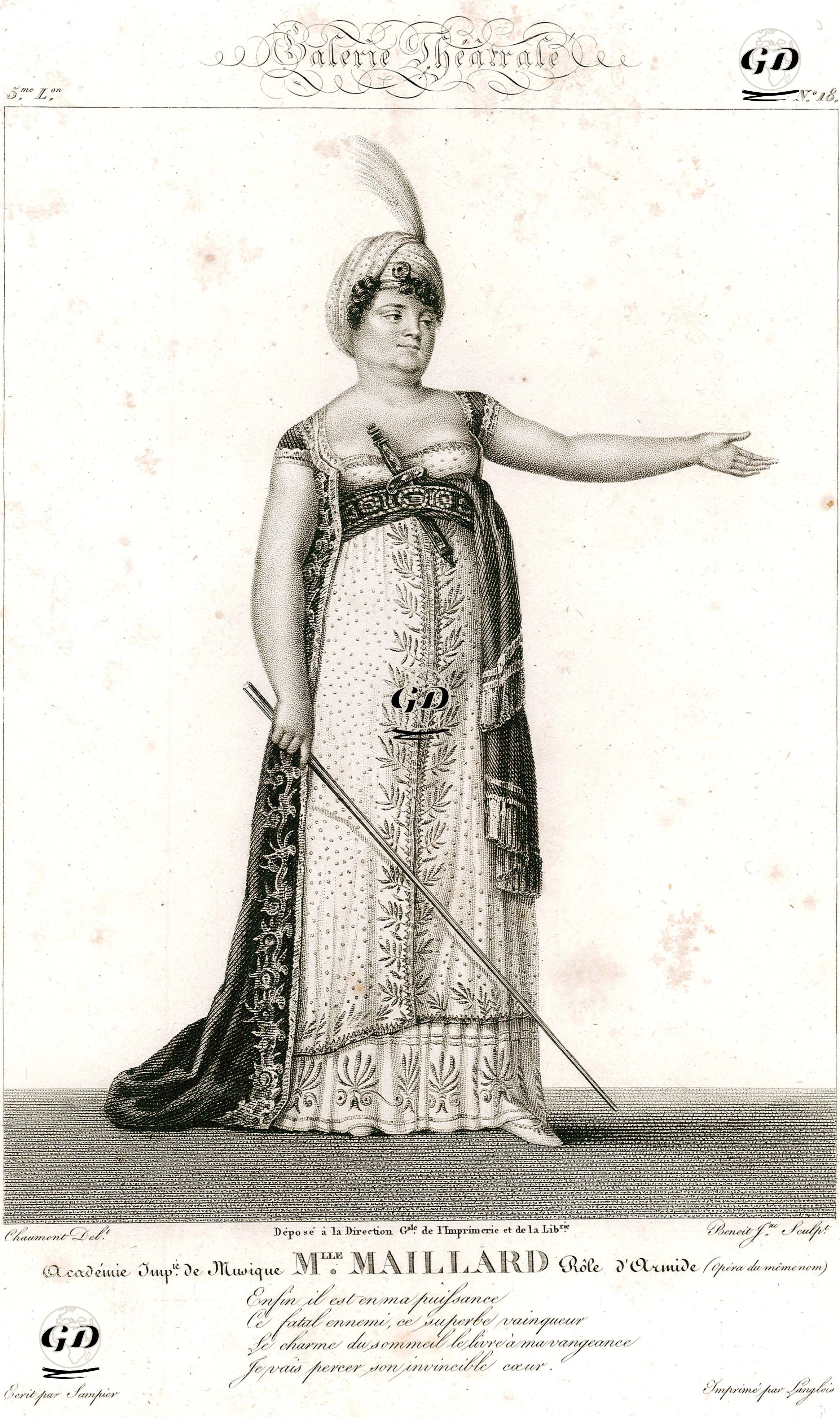 Armide Rolünde Mlle. Maillard(Armide Operası), İmparatorluk Müzik Akademesi, Plate 18 - Chaumont - 1842