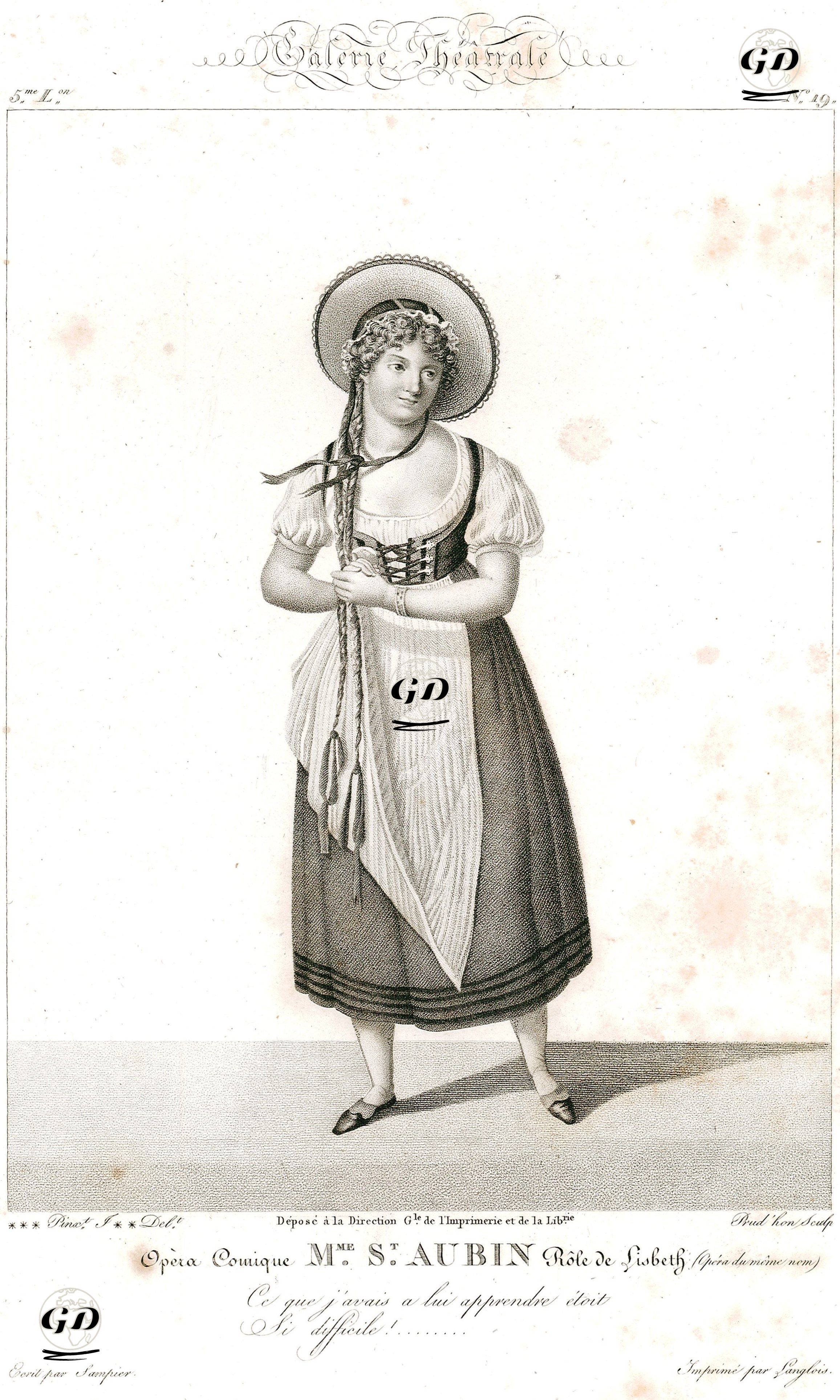 Lisbeth Rolünde Mm.St. Aubin(Lisbeth), Komik Opera, Plate 19 -  - 1842