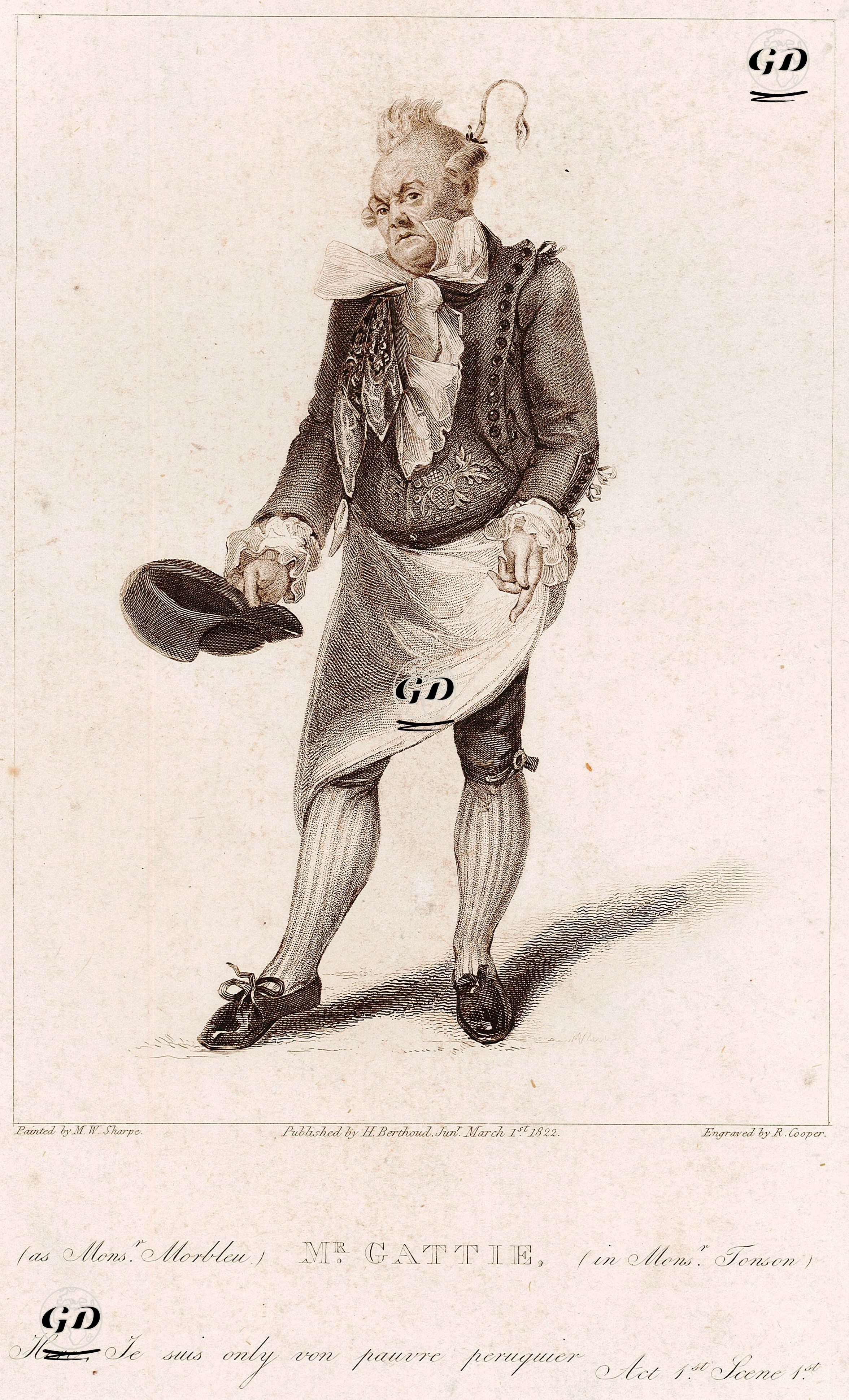 Bay Morbleu Rolünde Henry Gattie(Tonson Efendi), 1.Perde 1. Sahne - Michael William Sharp (1776-1840) - 1822