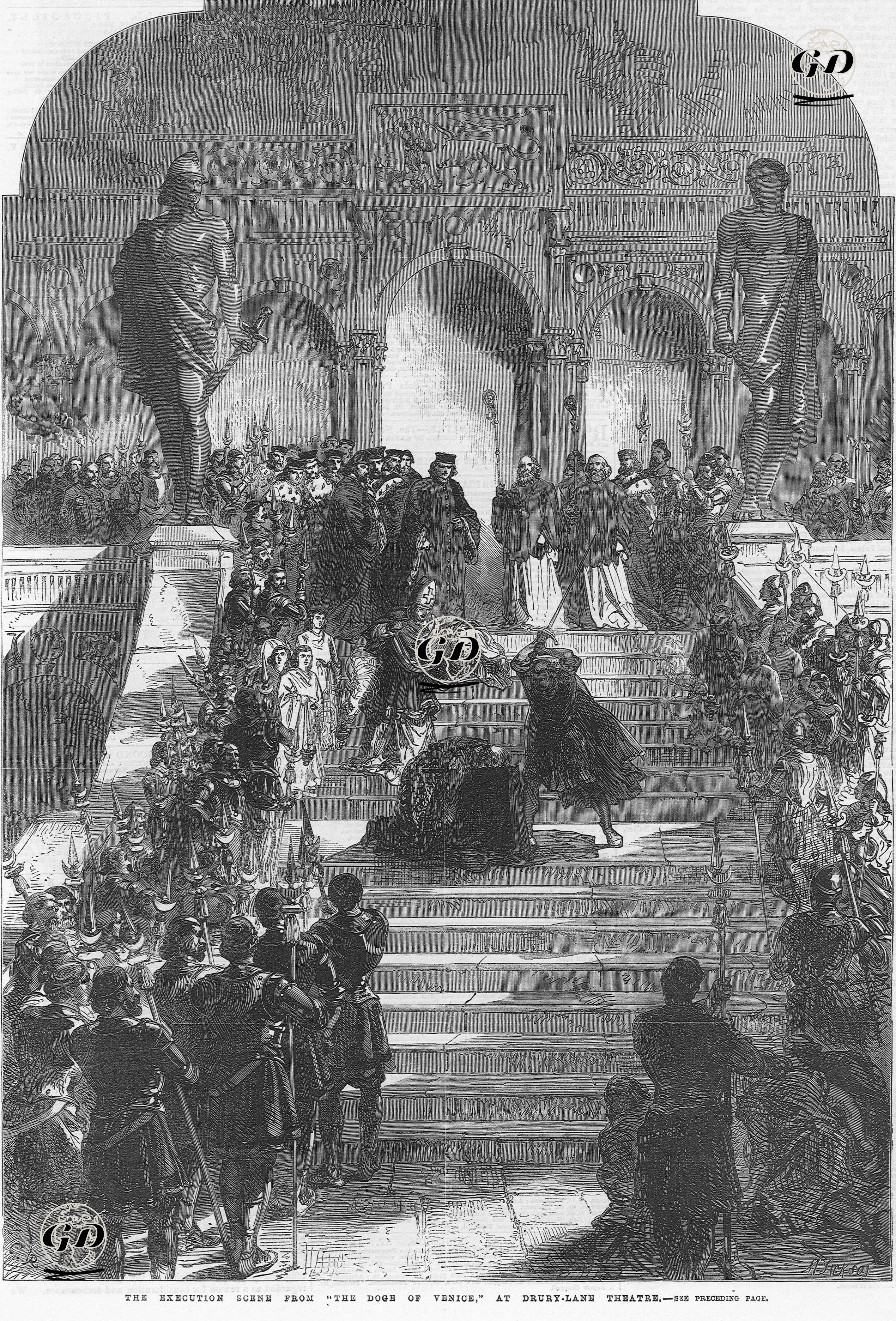 "Venedik Doçesi" Oyununda İdam Sahnesi, Drury Lane Tiyatrosu  - C.R. - 1867