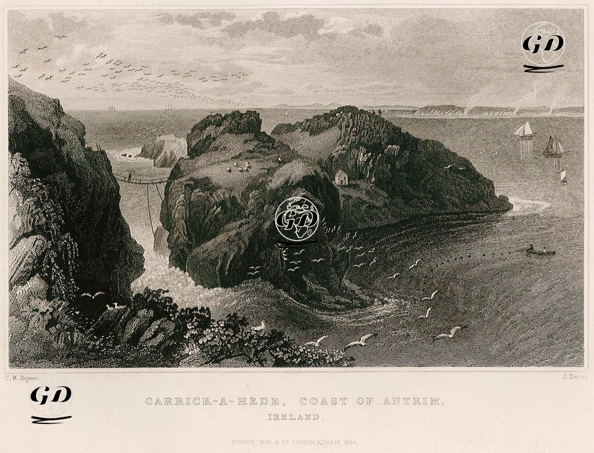 Carrick A Rede, Coast Of Antrim, Ireland - Thomas Mann Baynes (1794-1876) - 1844