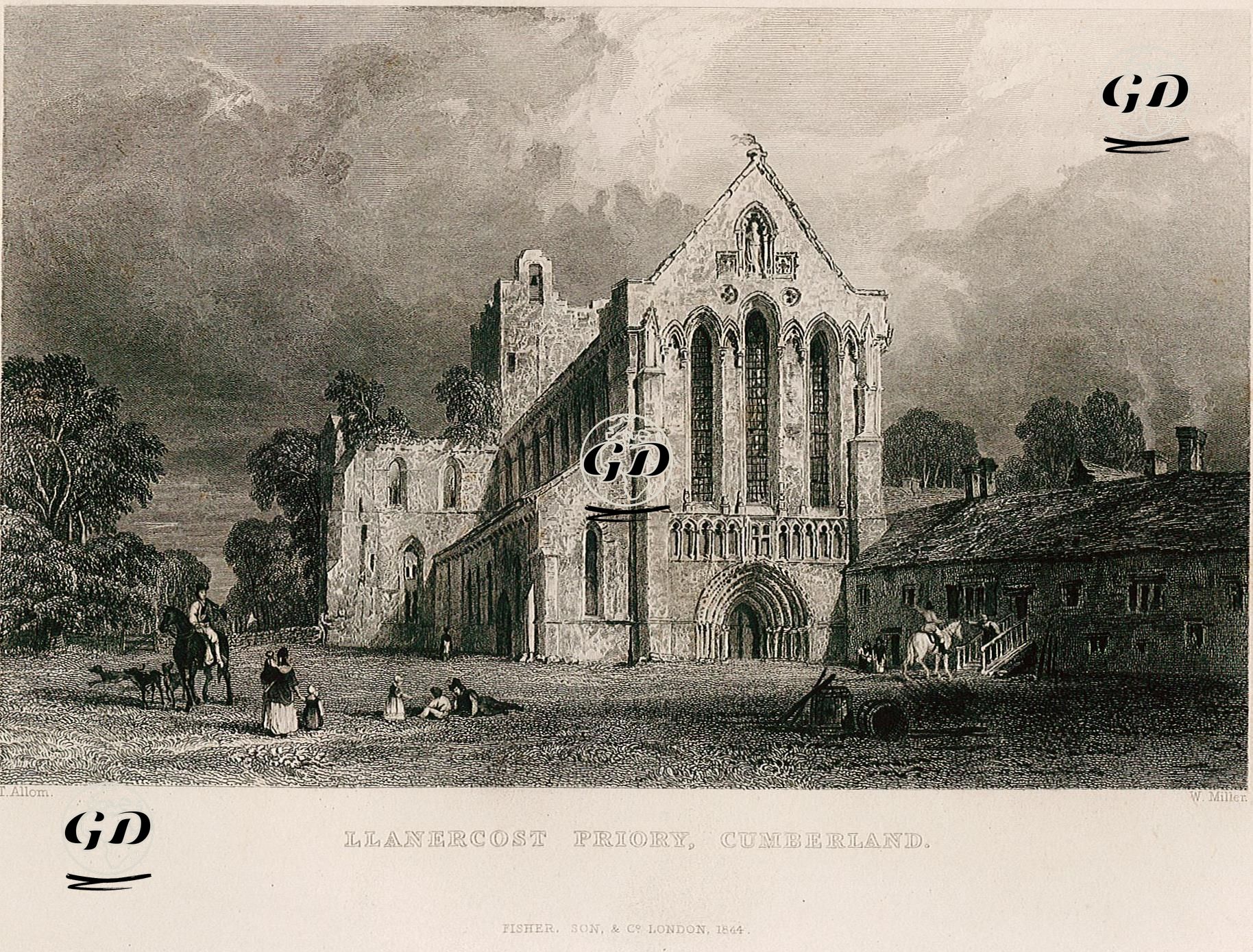 Cumberland'da Lanercost Manastırı - Thomas Allom (1804-1872) - 1844