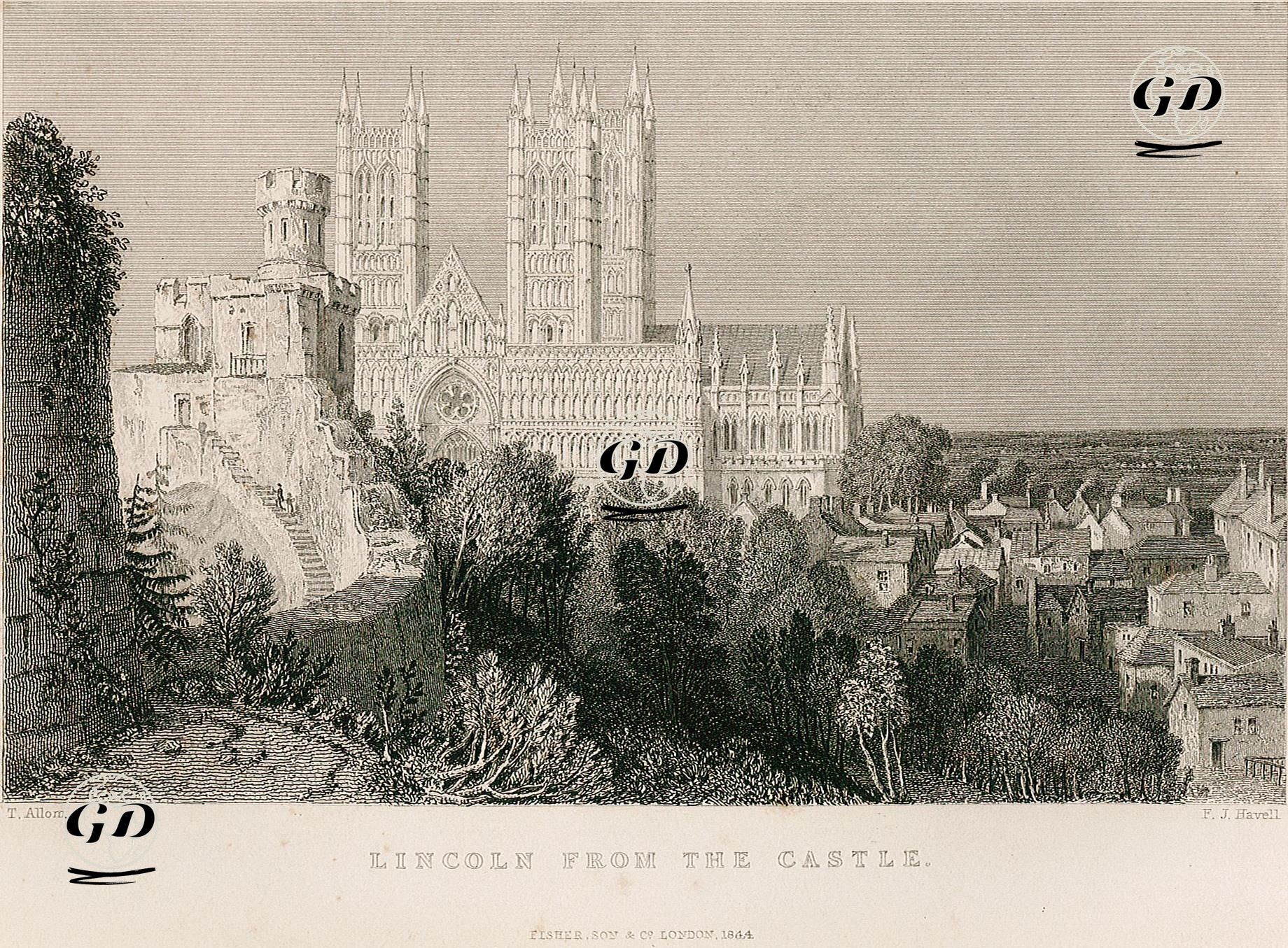 Lincoln From The Castle - Thomas Allom (1804-1872) - 1844