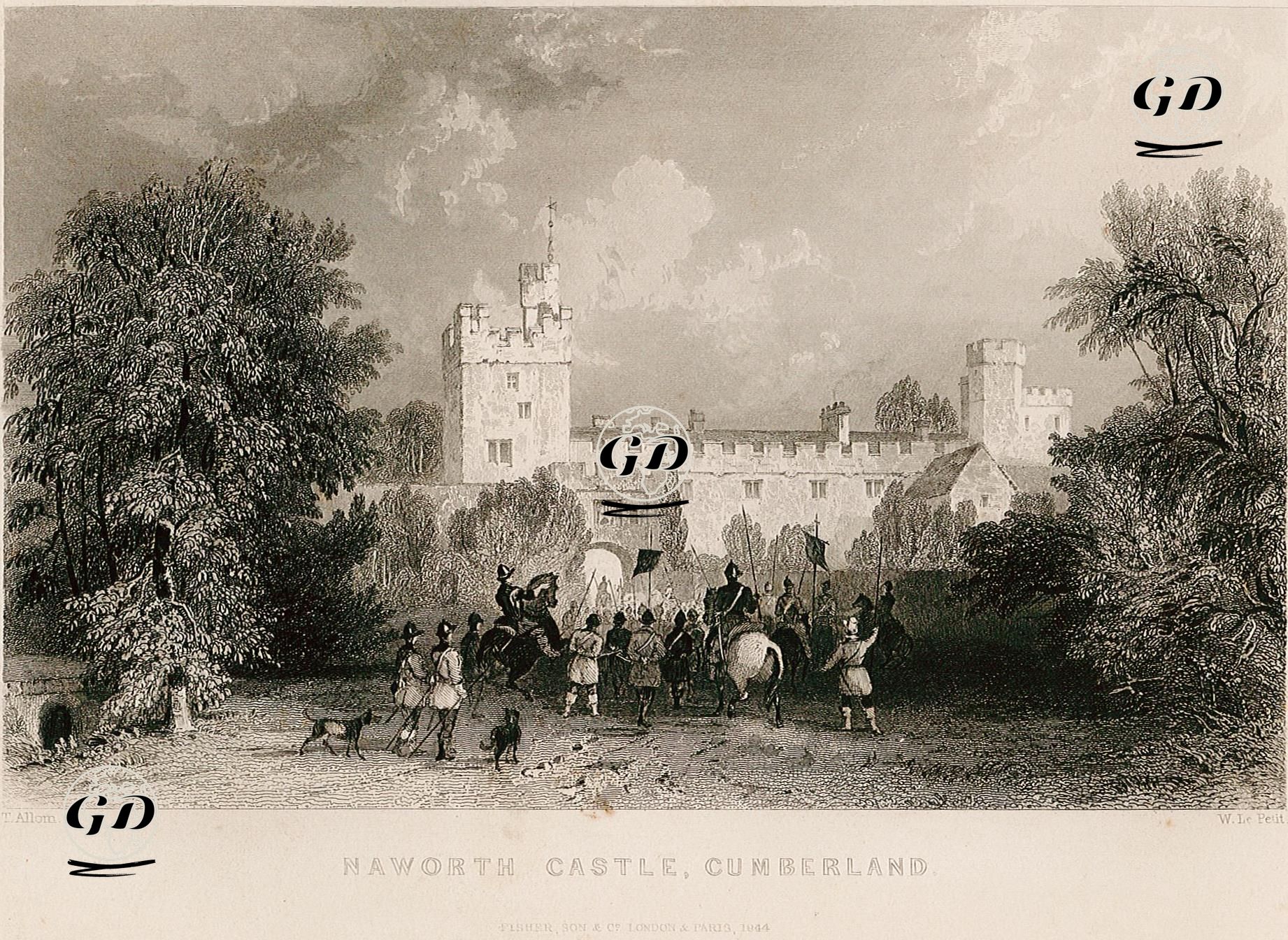 Cumberland'da Naworth Kalesi - Thomas Allom (1804-1872) - 1844
