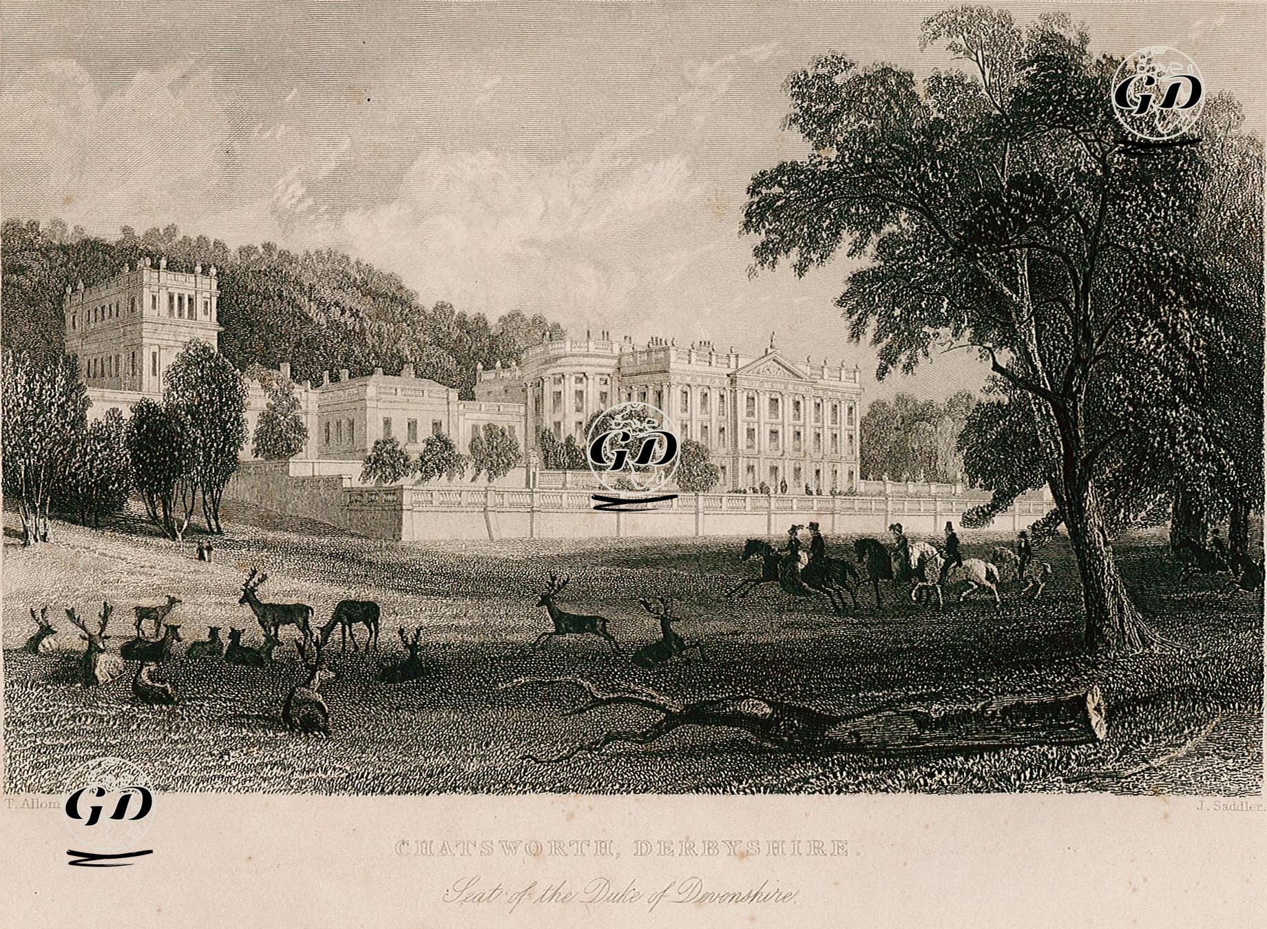 Chatsworth, Derbyshire'de Bulunan Devonshire Dükünün Evi - Thomas Allom (1804-1872) - 1844