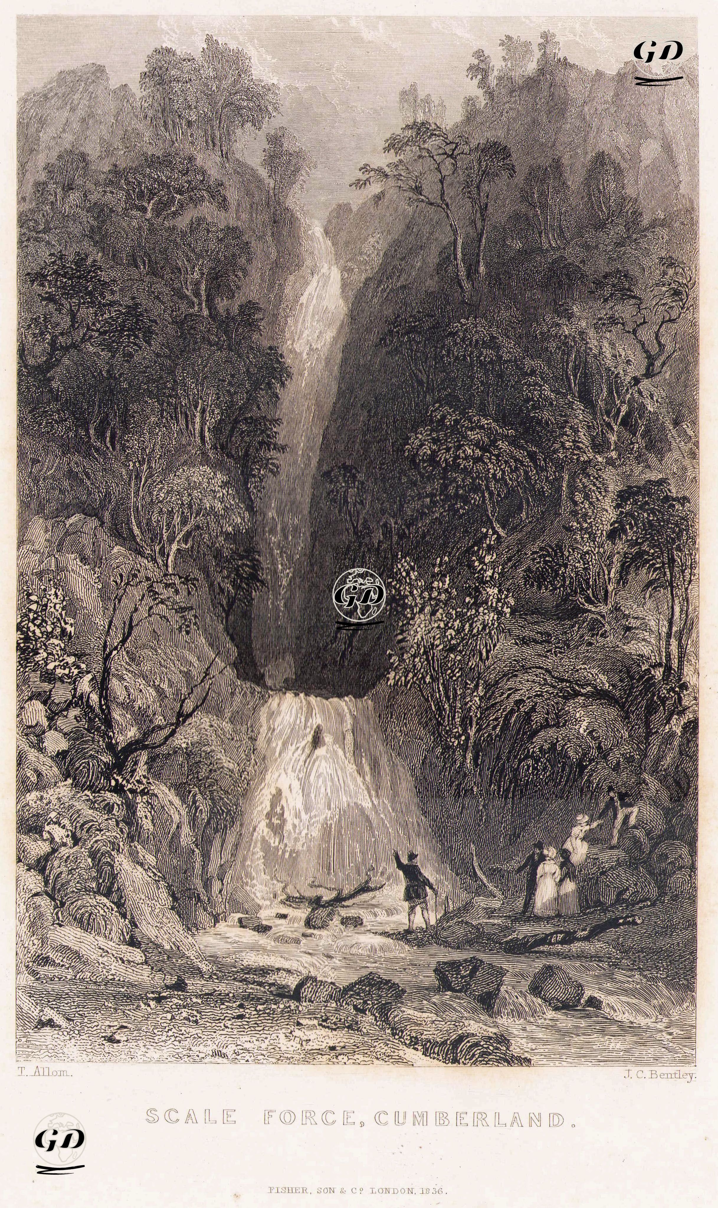 Scale Force Şelalesi, Cumbeland - Thomas Allom (1804-1872) - 1836
