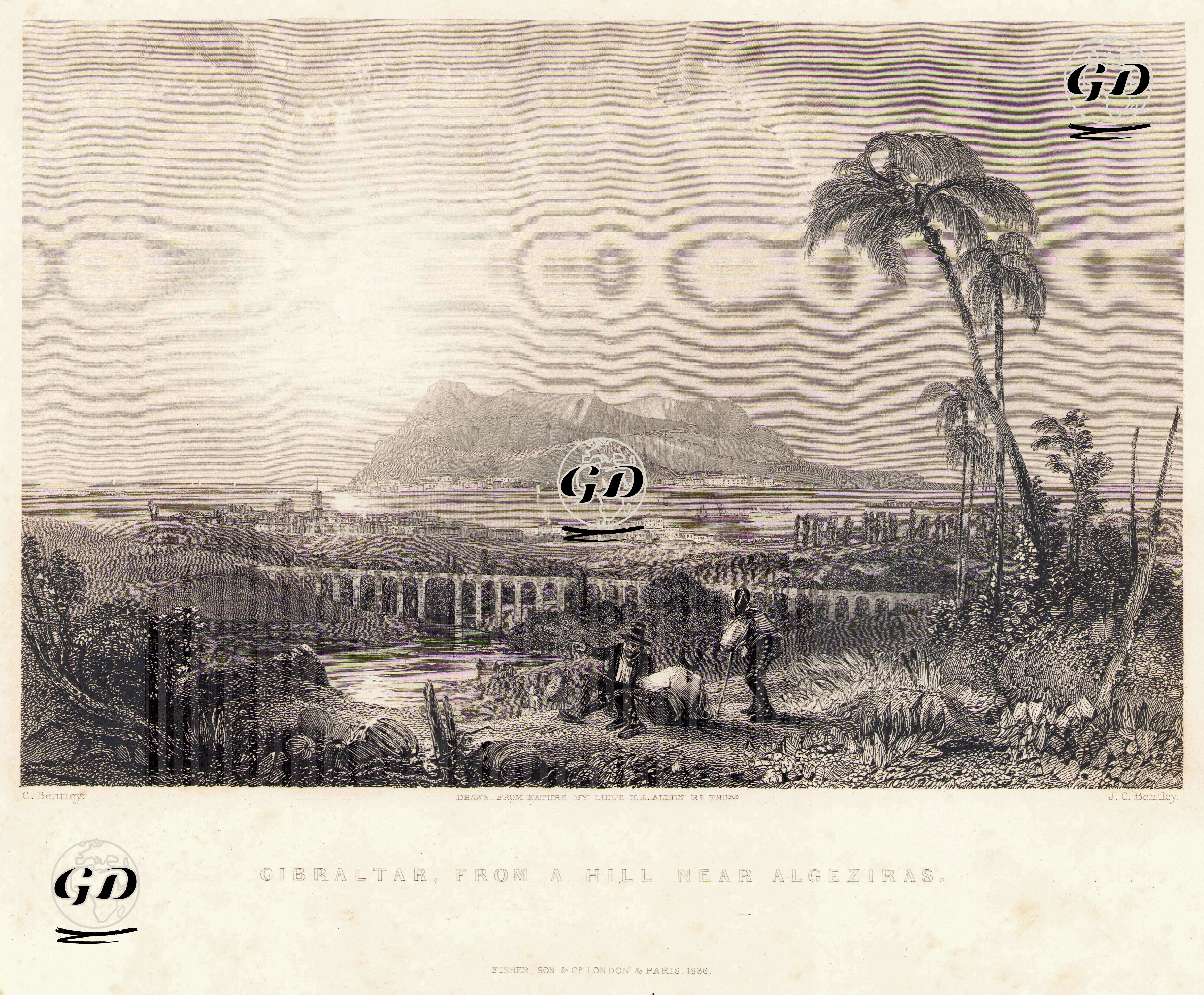 Gibraltar, From A Hill Near Algeziras - Charles Bentley (1805-1854) - 1836
