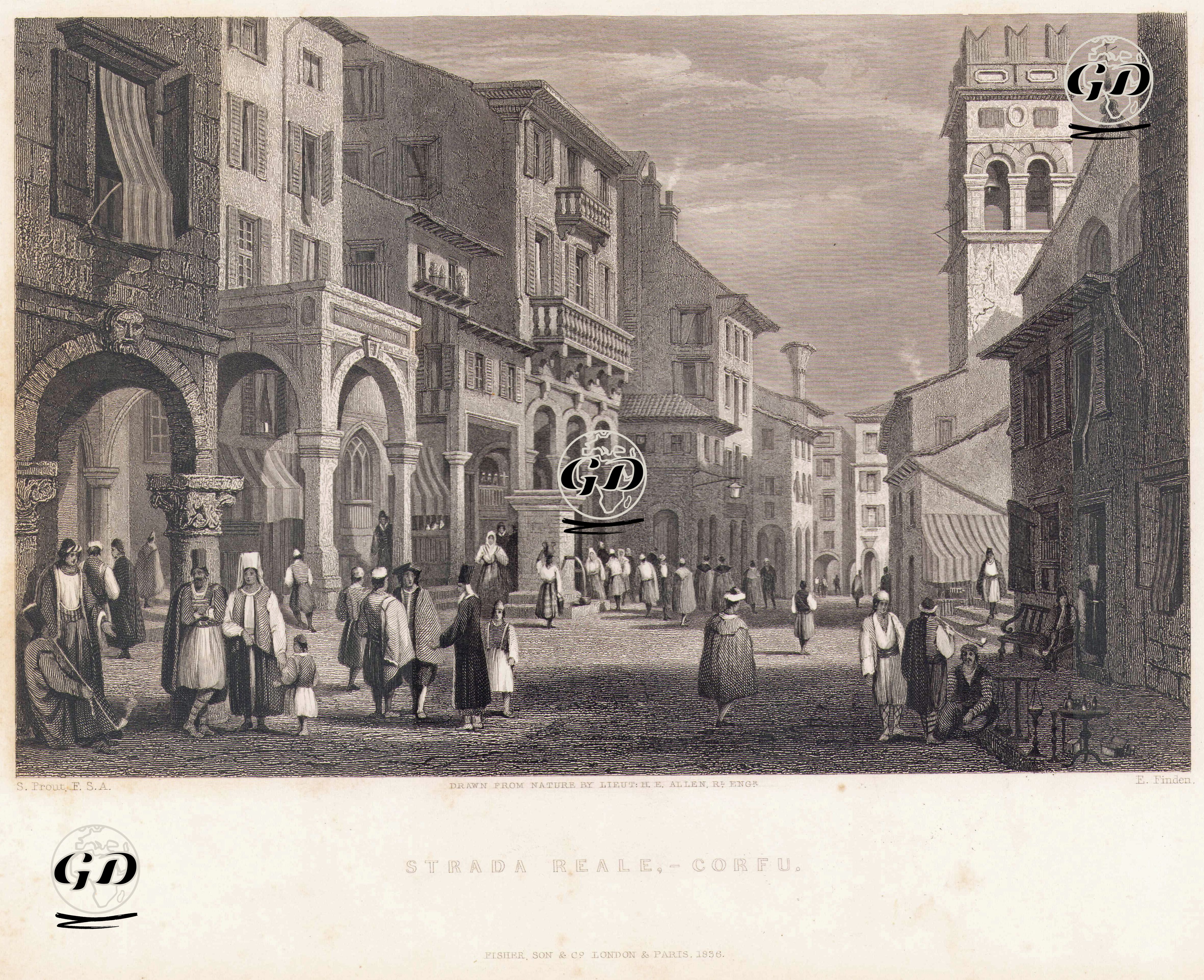 Korfu Adasında Strade Reale Caddesi - Samuel Prout (1783-1852) - 1836