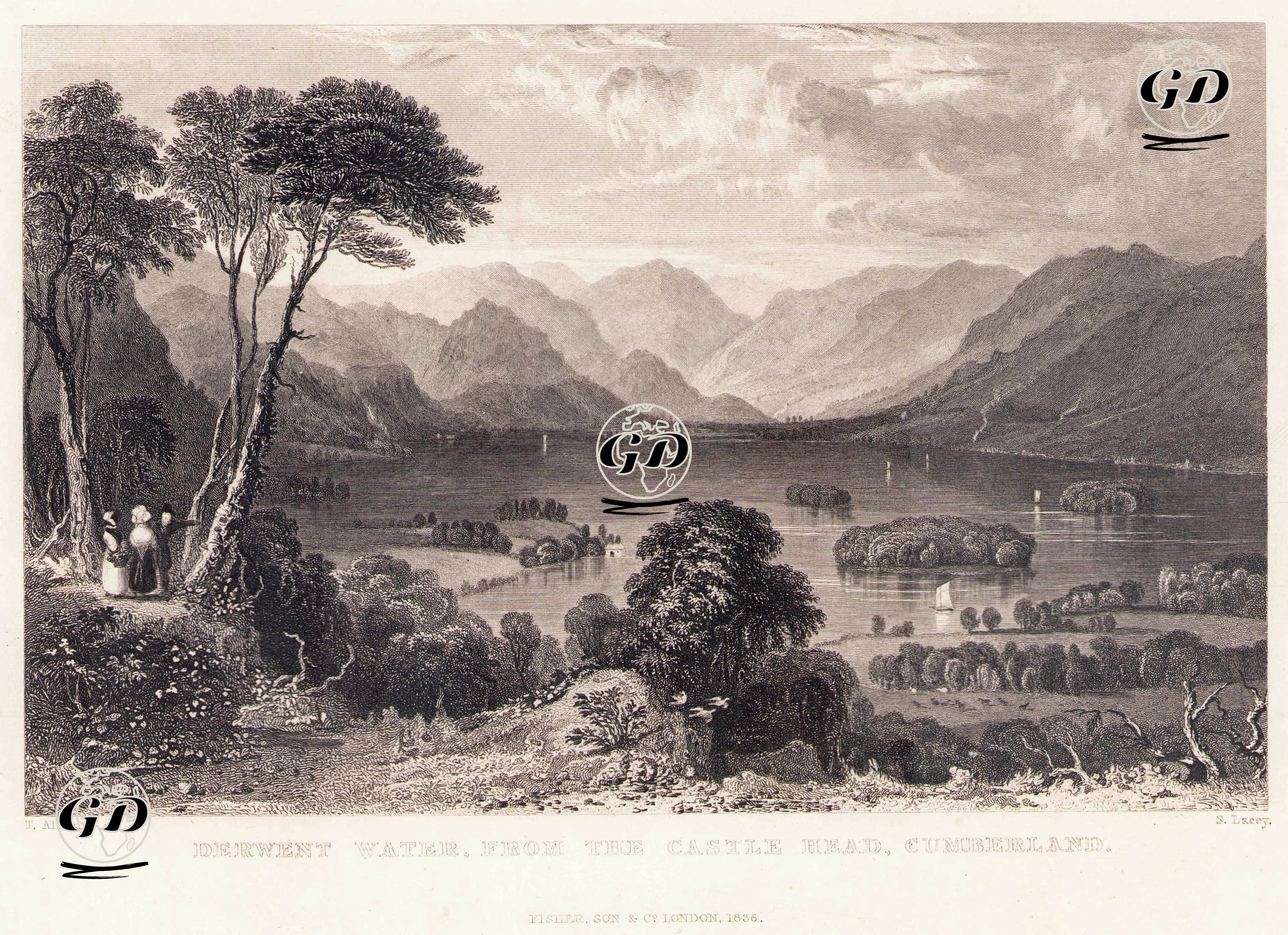 Derwent Water, From The Castle Head, Cumberland - Thomas Allom (1804-1872) - 1836