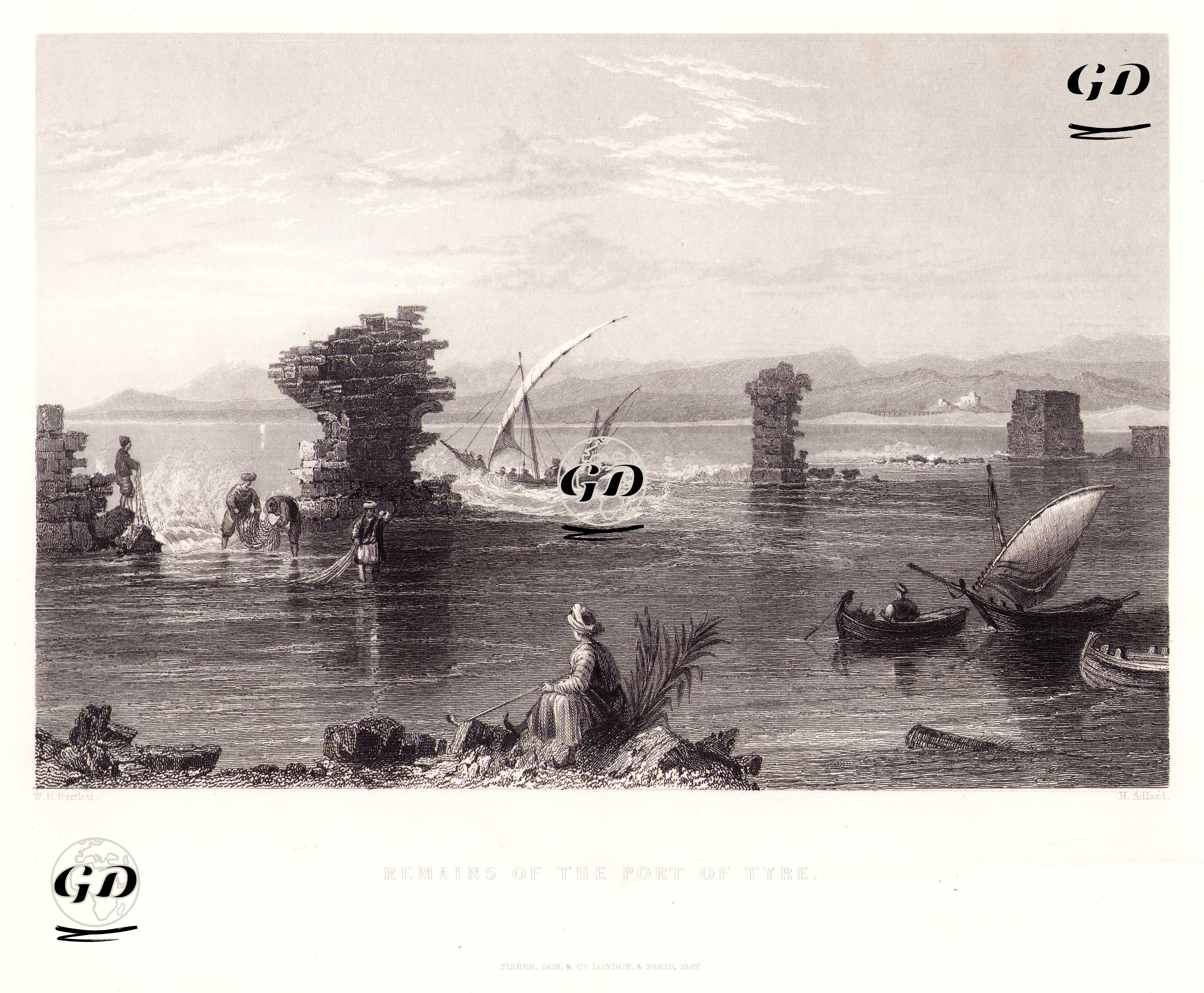 Sur Şehri Limanının Kalıntıları - William Henry Bartlett (1809-1854) - 1837