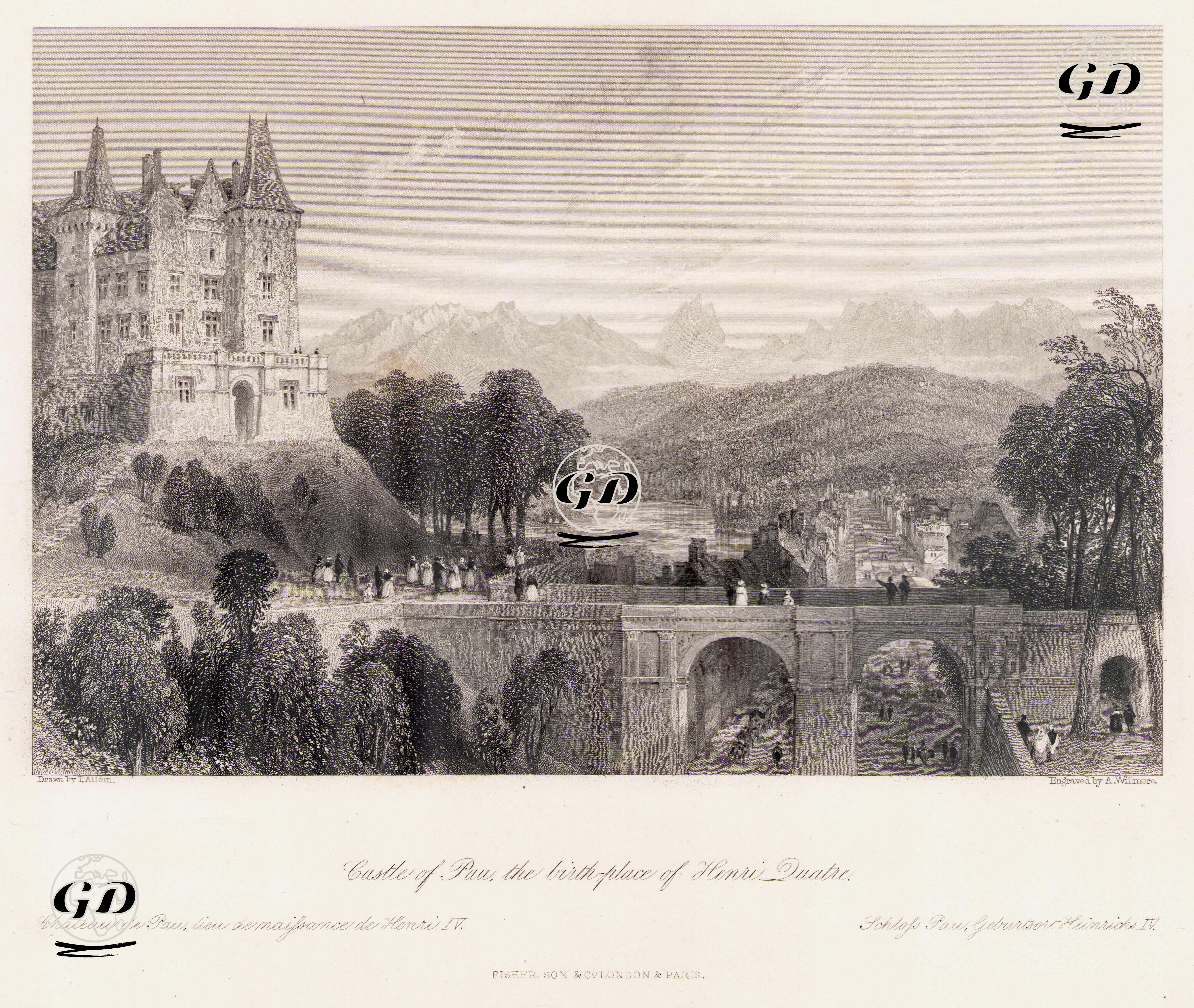 Castle Of Pau, The Birthplace Of Henri Duatre-Chateau De Pau Liew De Maissance De Henri IV.-Scholss Pau, Geburtsort Heinrichs IV. - Thomas Allom (1804-1872) - 1848