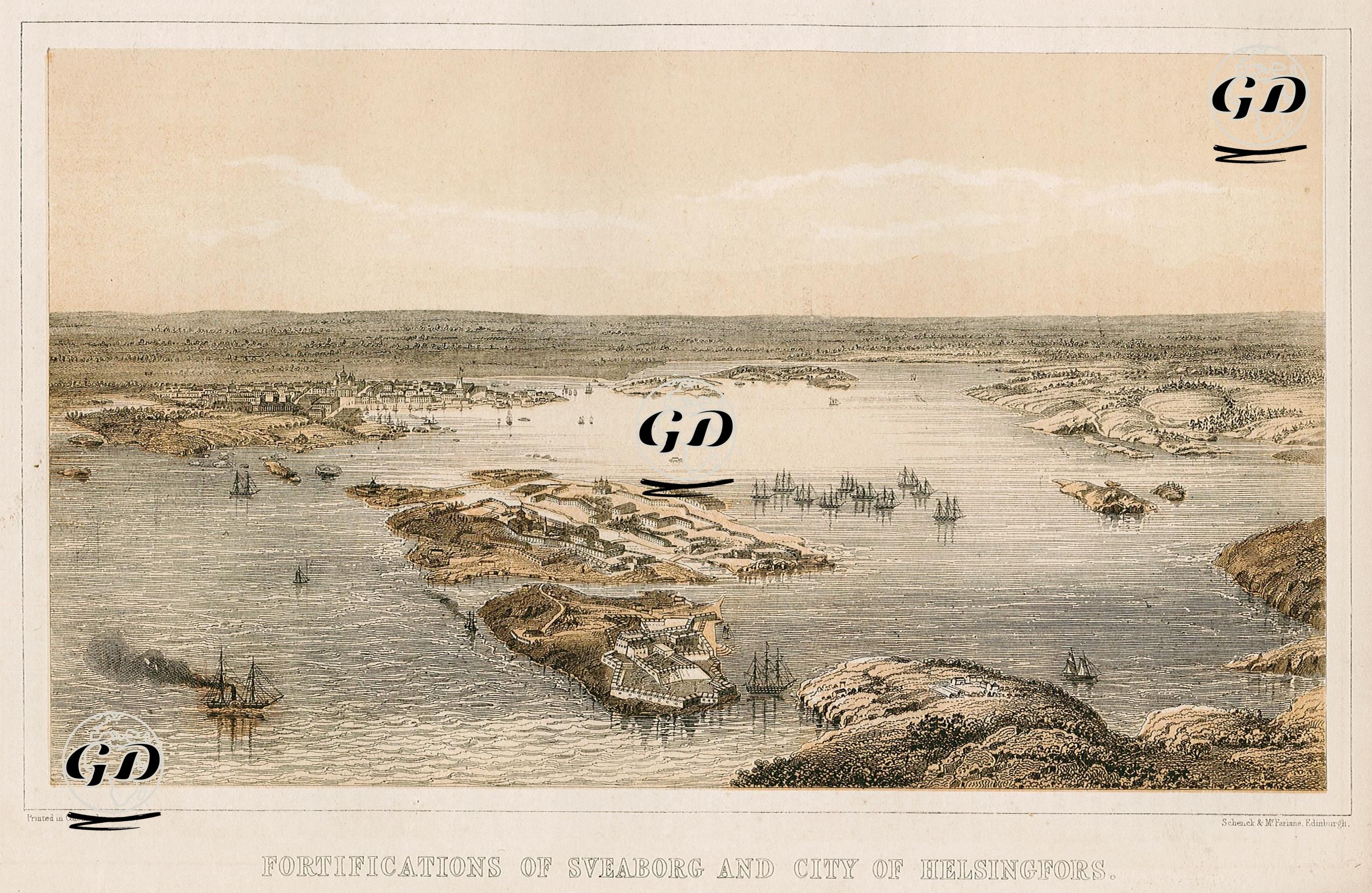 Kırım Savaşı Sırasında Suomenlinna (Sveaborg) Adası Tabyaları ve Helsinki Şehri -  - 1856