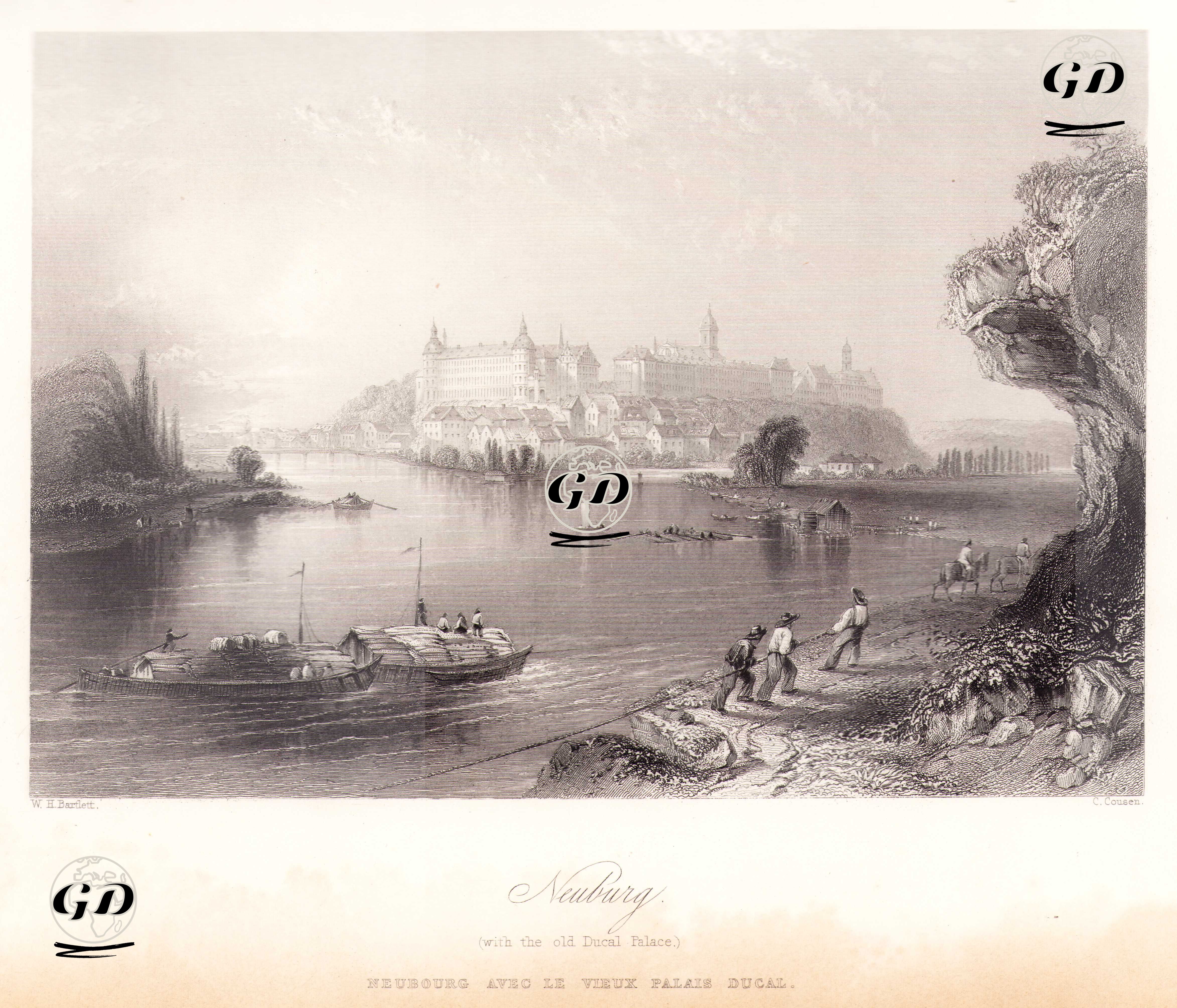 Neuburg An Der Donau Ve Ducal Sarayı - William Henry Bartlett (1809-1854) - 1854