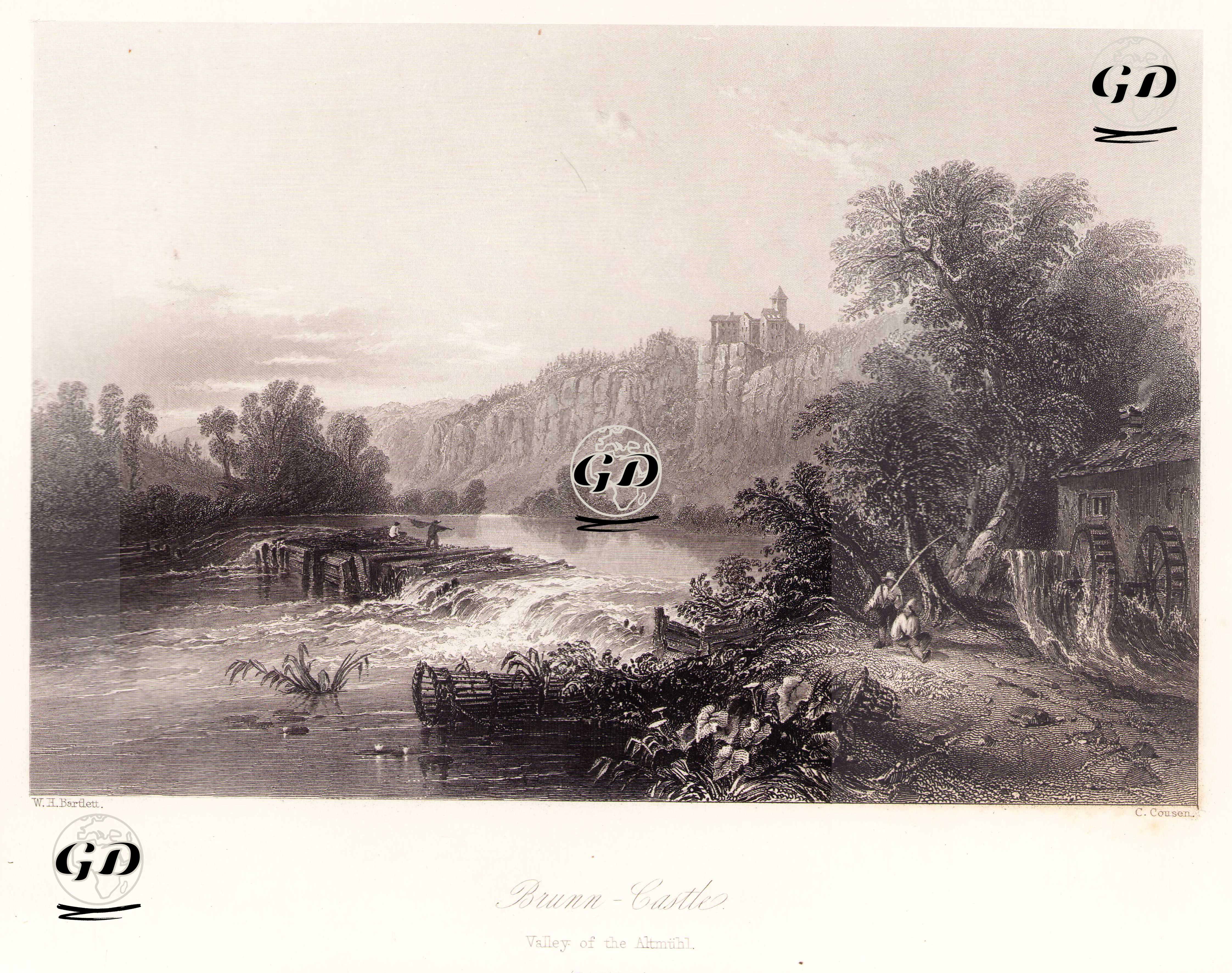 Bavyera Altmühl Vadisinde Brunn Kalesi - William Henry Bartlett (1809-1854) - 1854