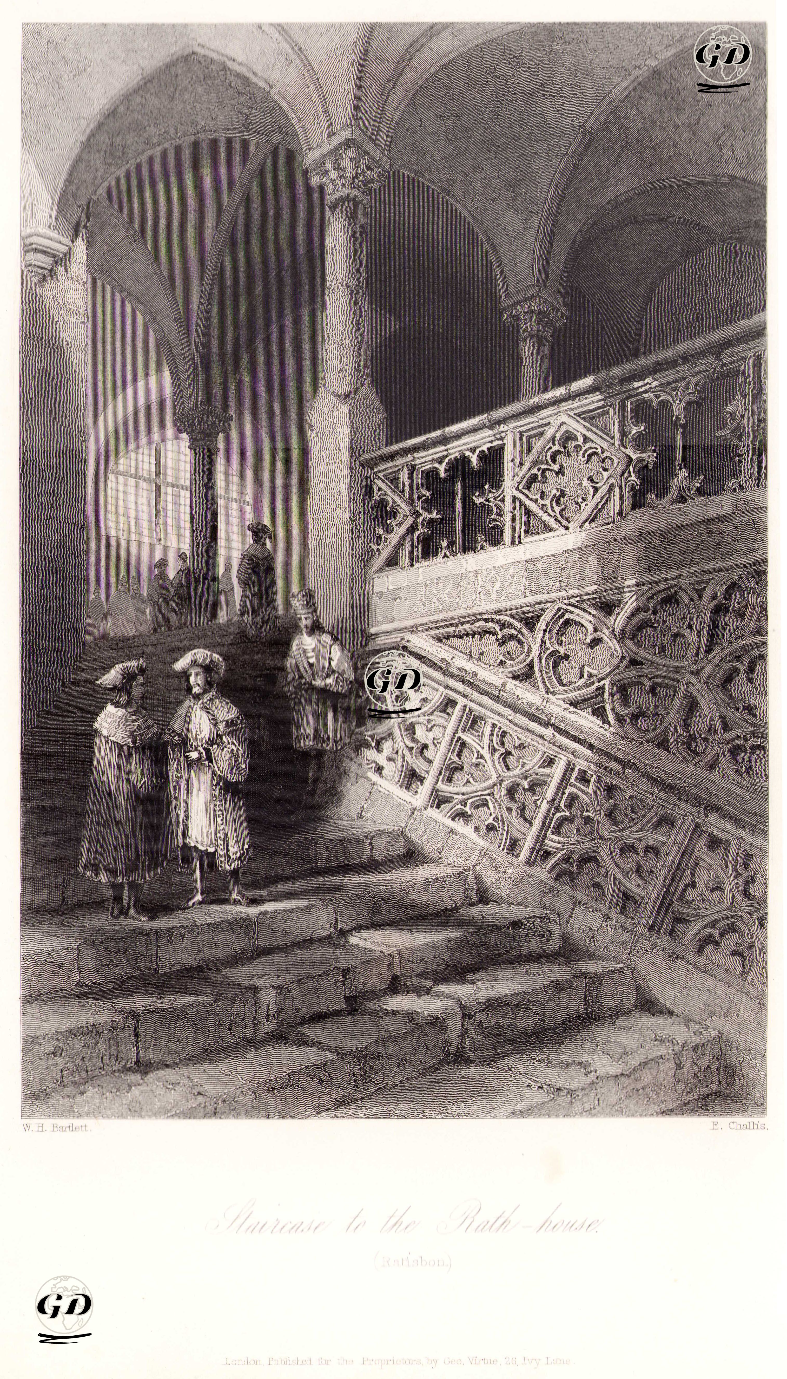 Staircase To The Rath House, Ratisbon - William Henry Bartlett (1809-1854) - 1854