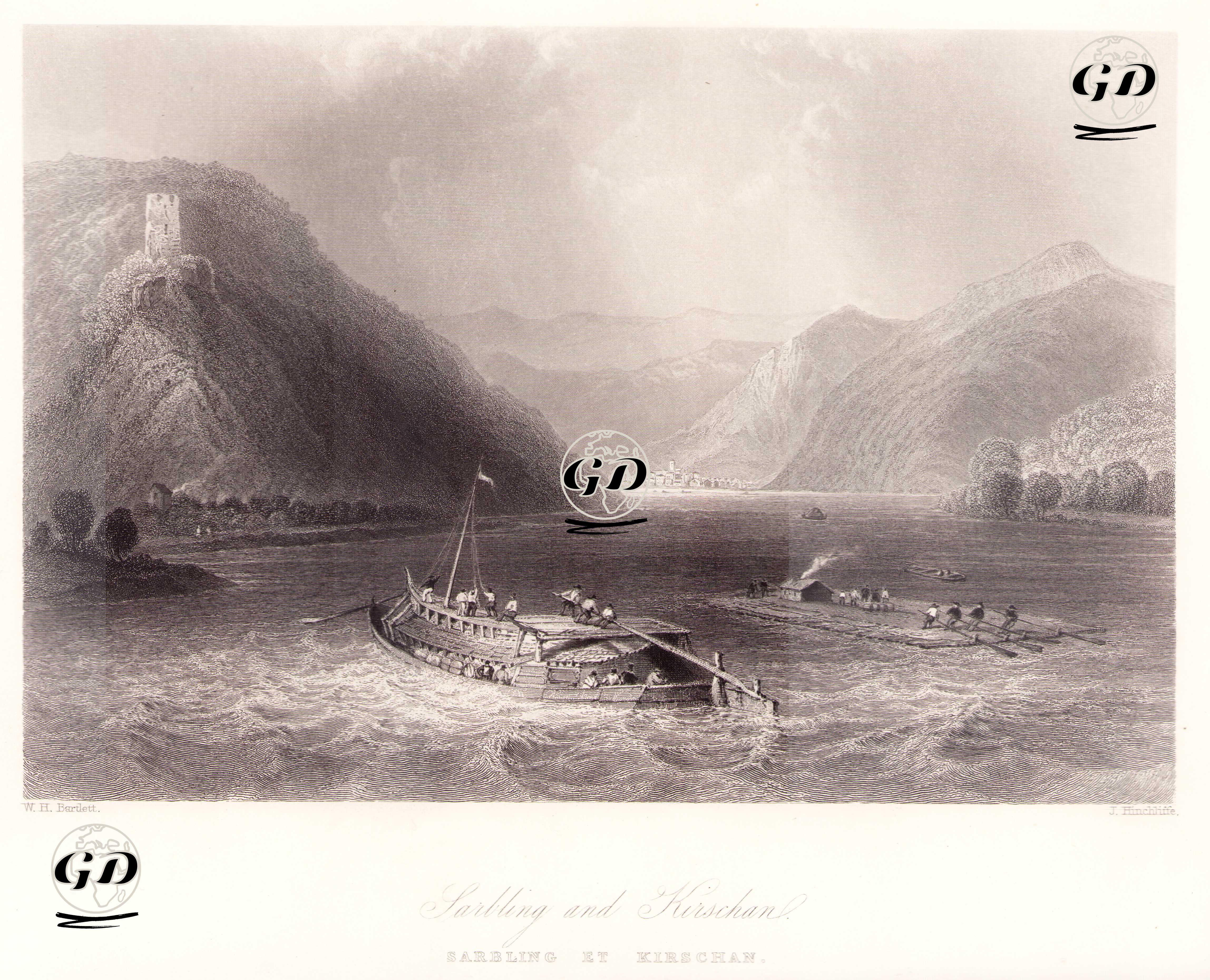 Tuna Nehri Üzerinde Sarbling Kirschan - William Henry Bartlett (1809-1854) - 1854