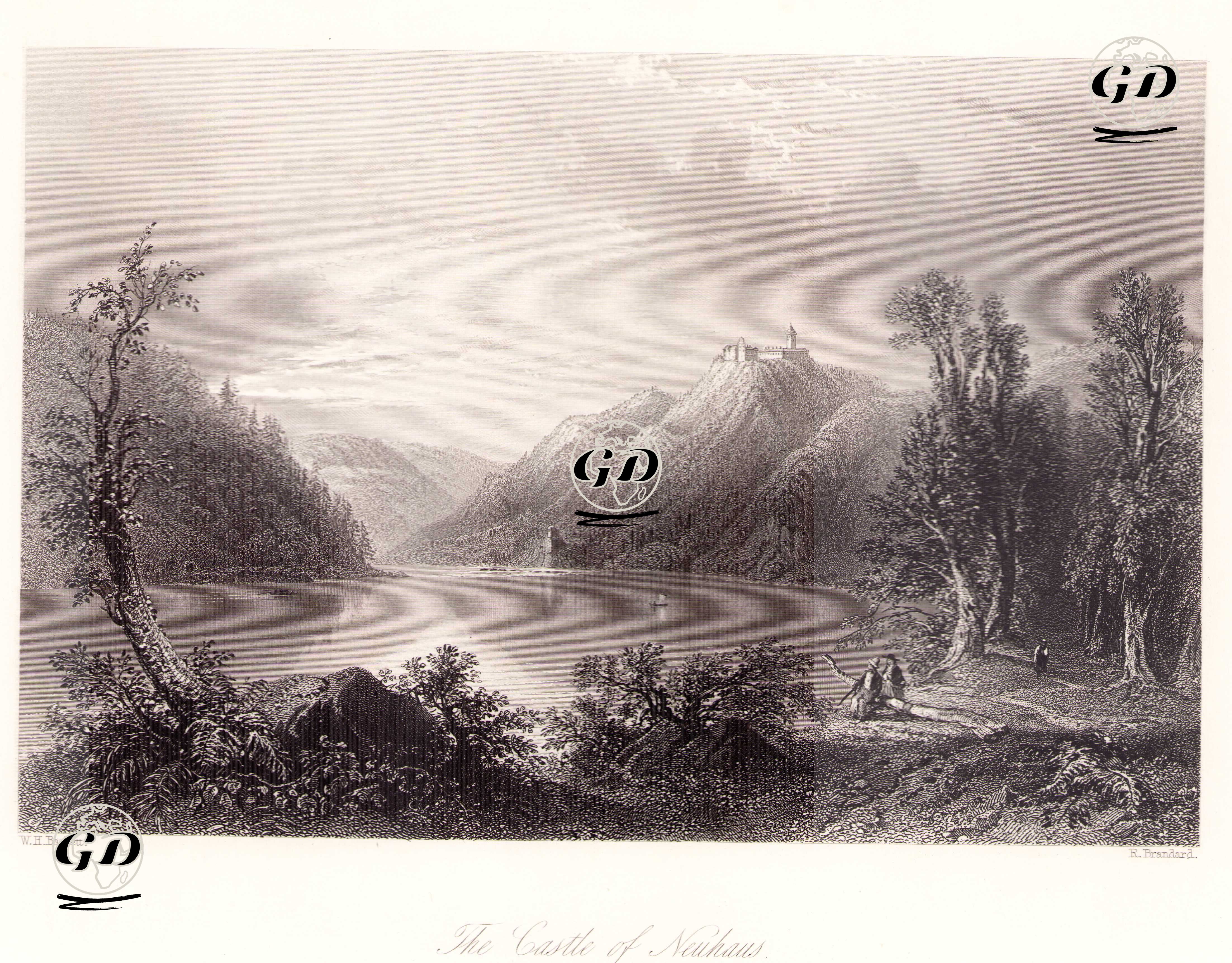 Tuna Nehri Üzerinde Neuhaus Kalesi - William Henry Bartlett (1809-1854) - 1854