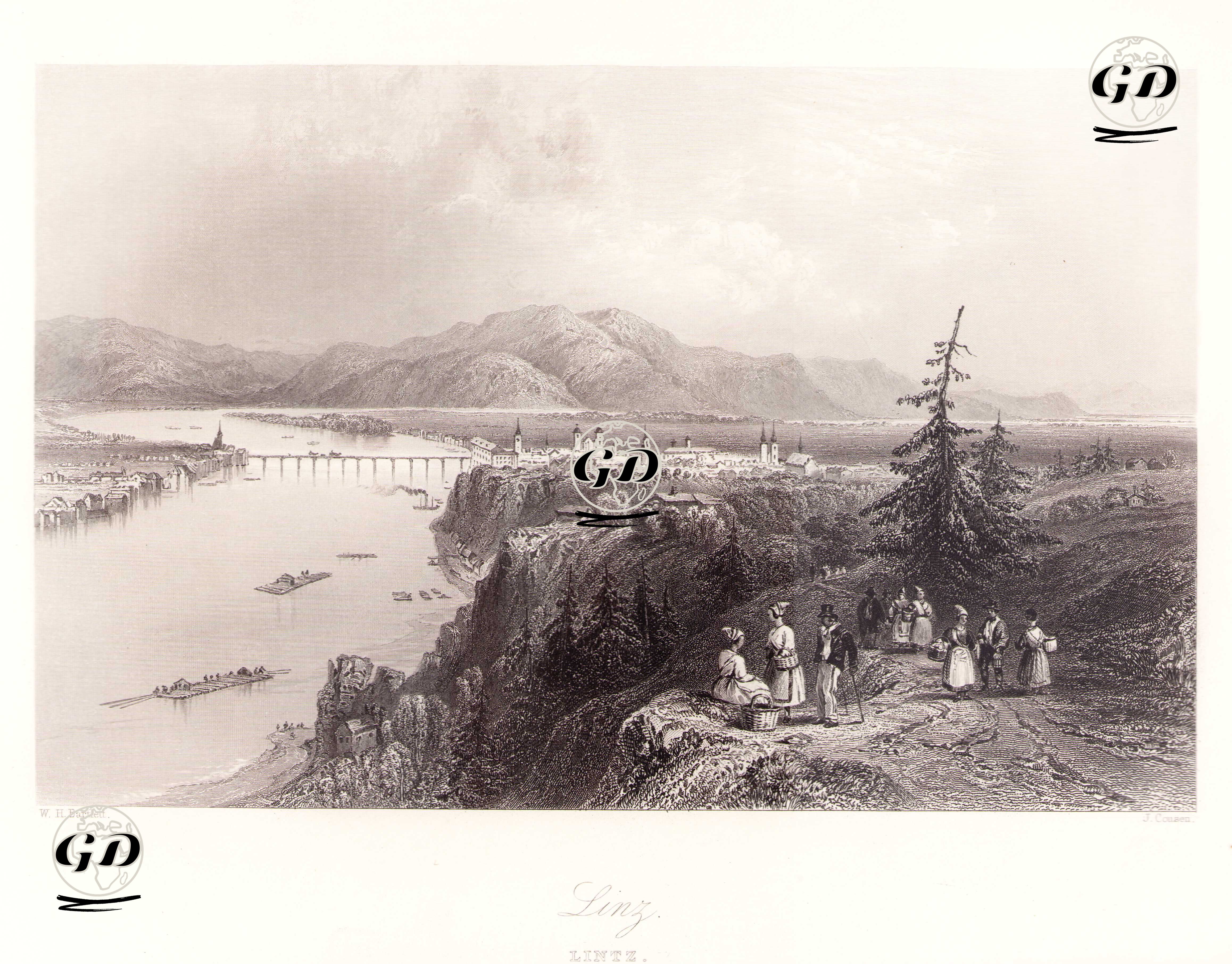 Linz Şehri - William Henry Bartlett (1809-1854) - 1854