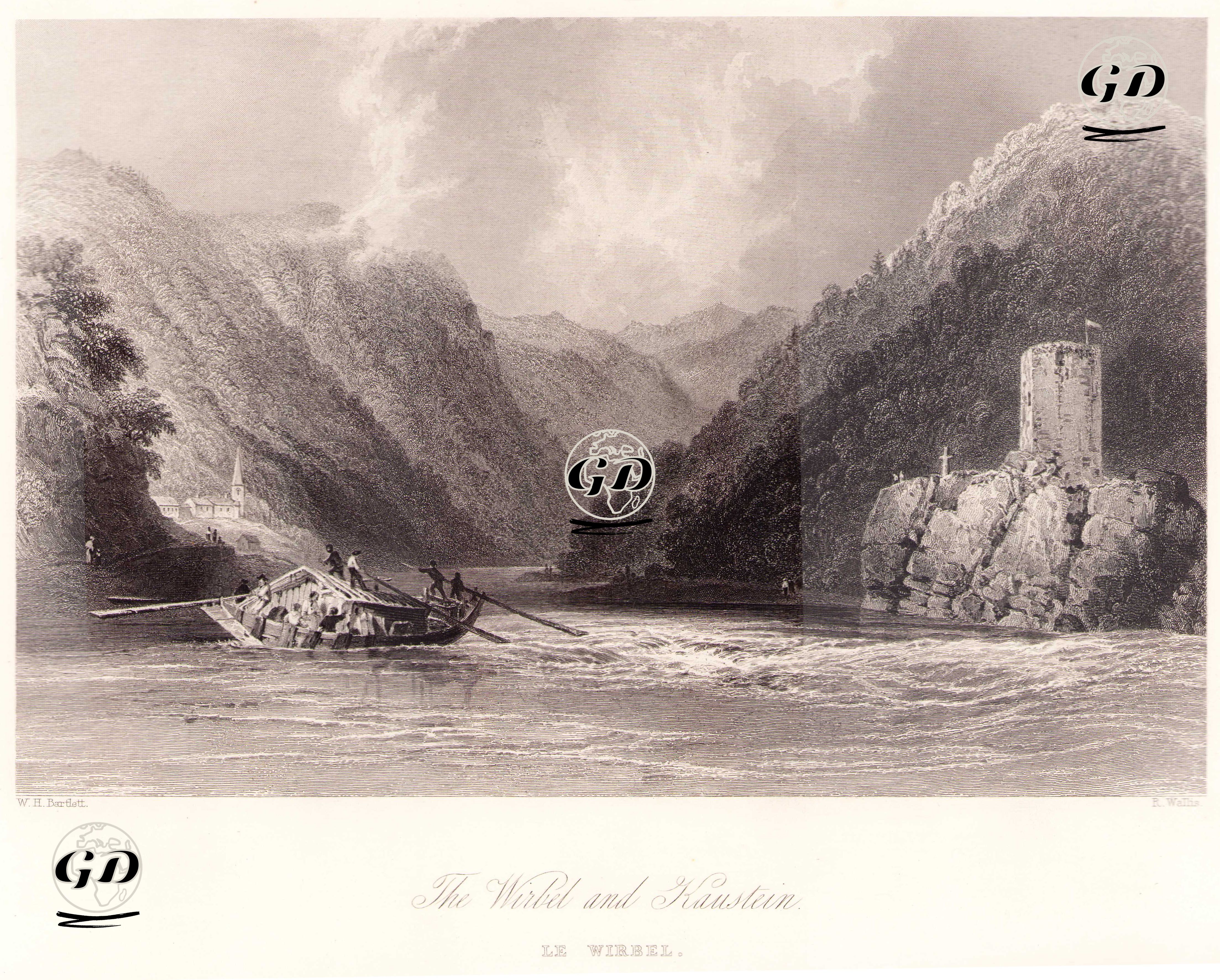 Tuna Nehri Üzerinde Wirbel Kaustein - William Henry Bartlett (1809-1854) - 1854