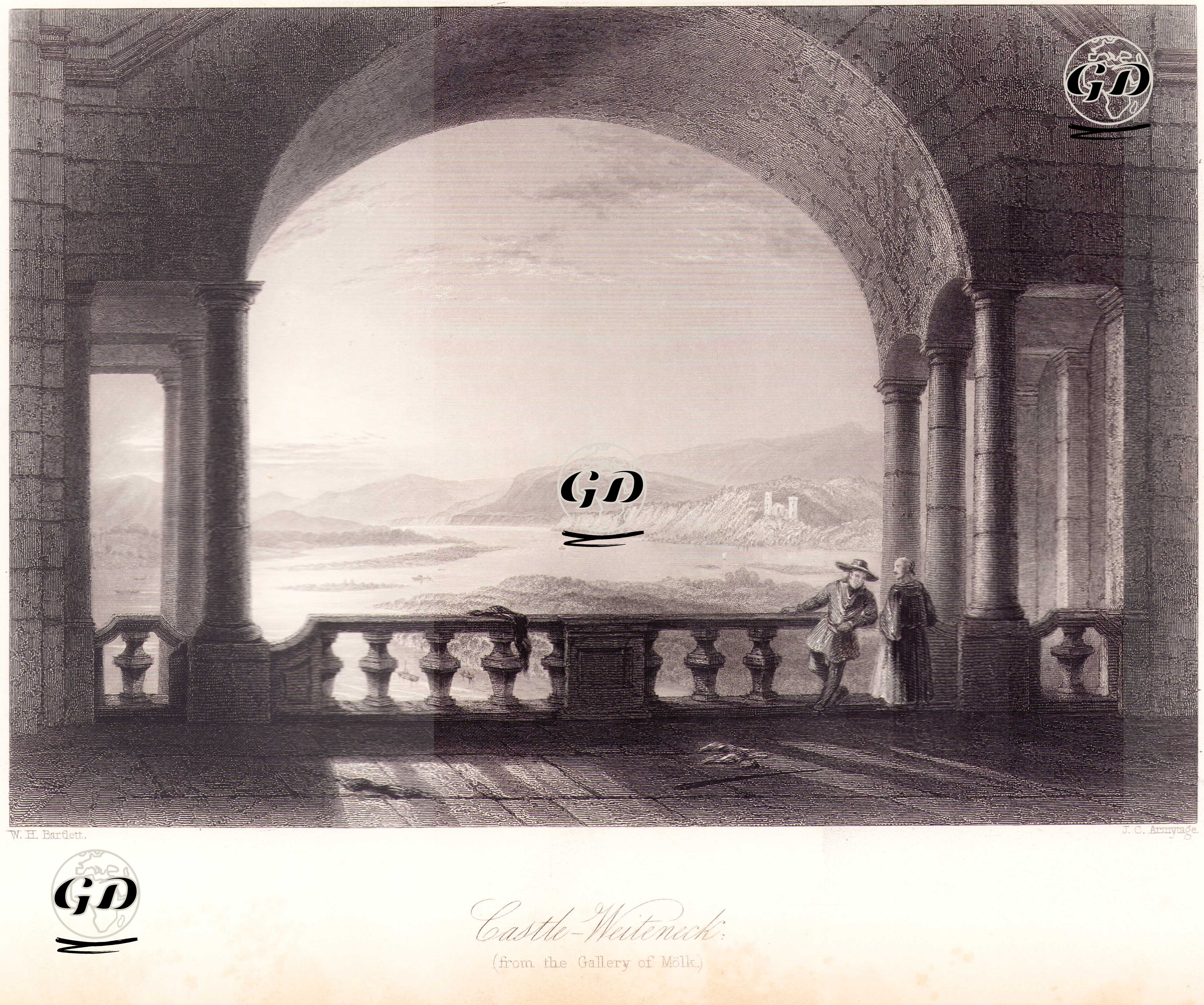 Melk Şehrinden Weitenegg Kalesi - William Henry Bartlett (1809-1854) - 1854