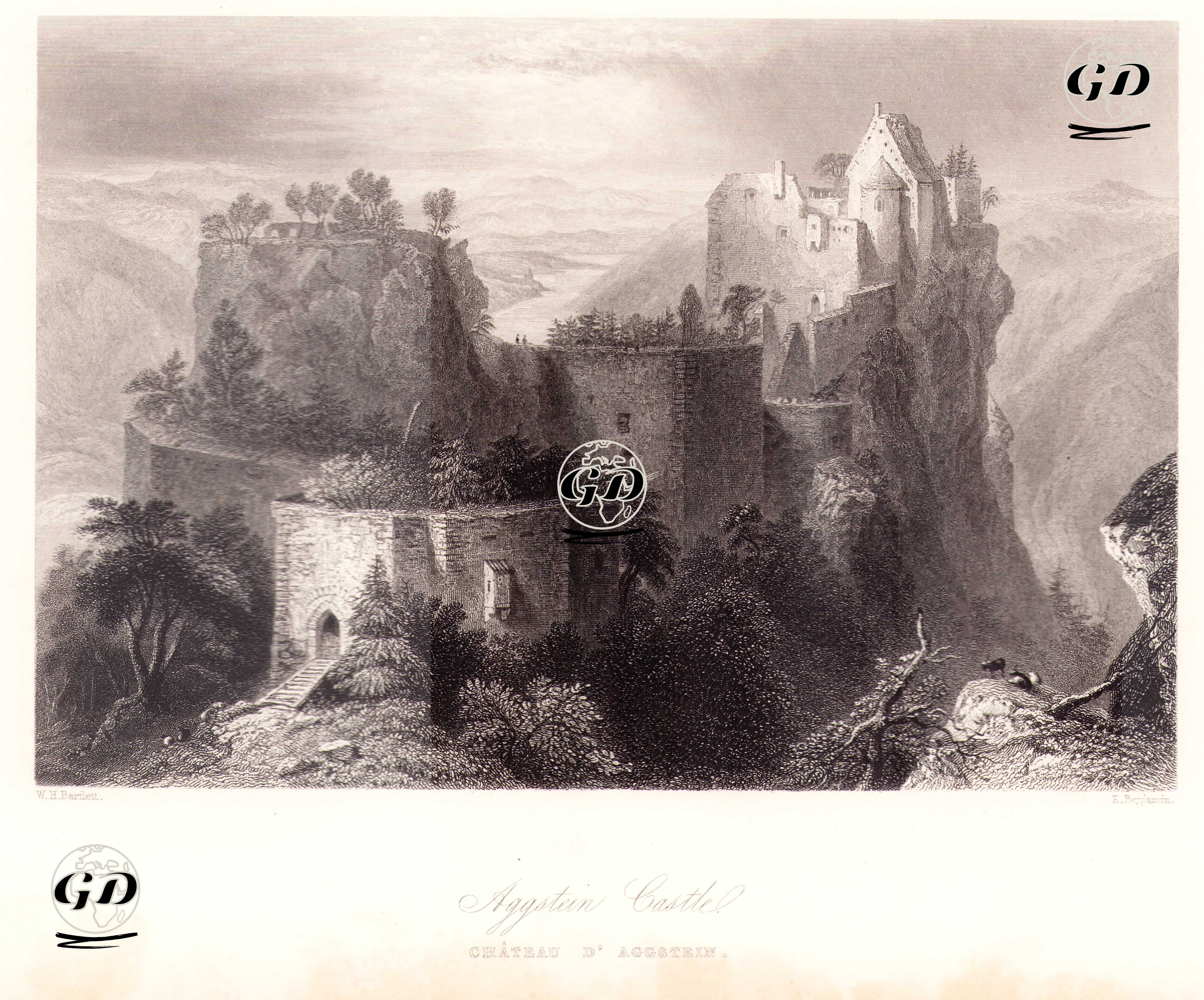 Aggstein Castle-Chateau D'Aggetein - William Henry Bartlett (1809-1854) - 1854