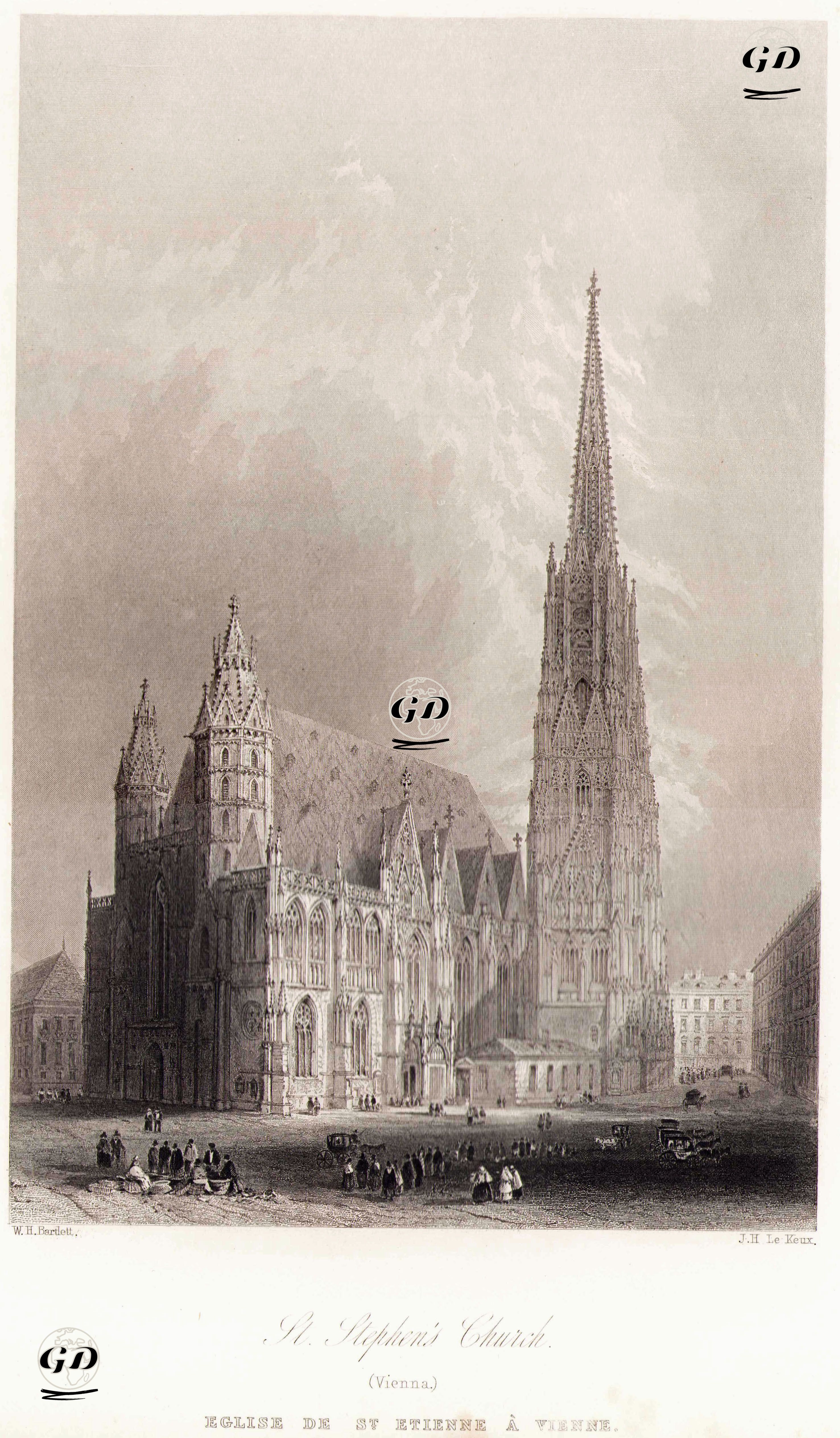 Aziz Stephan Katedrali, Viyana - William Henry Bartlett (1809-1854) - 1854