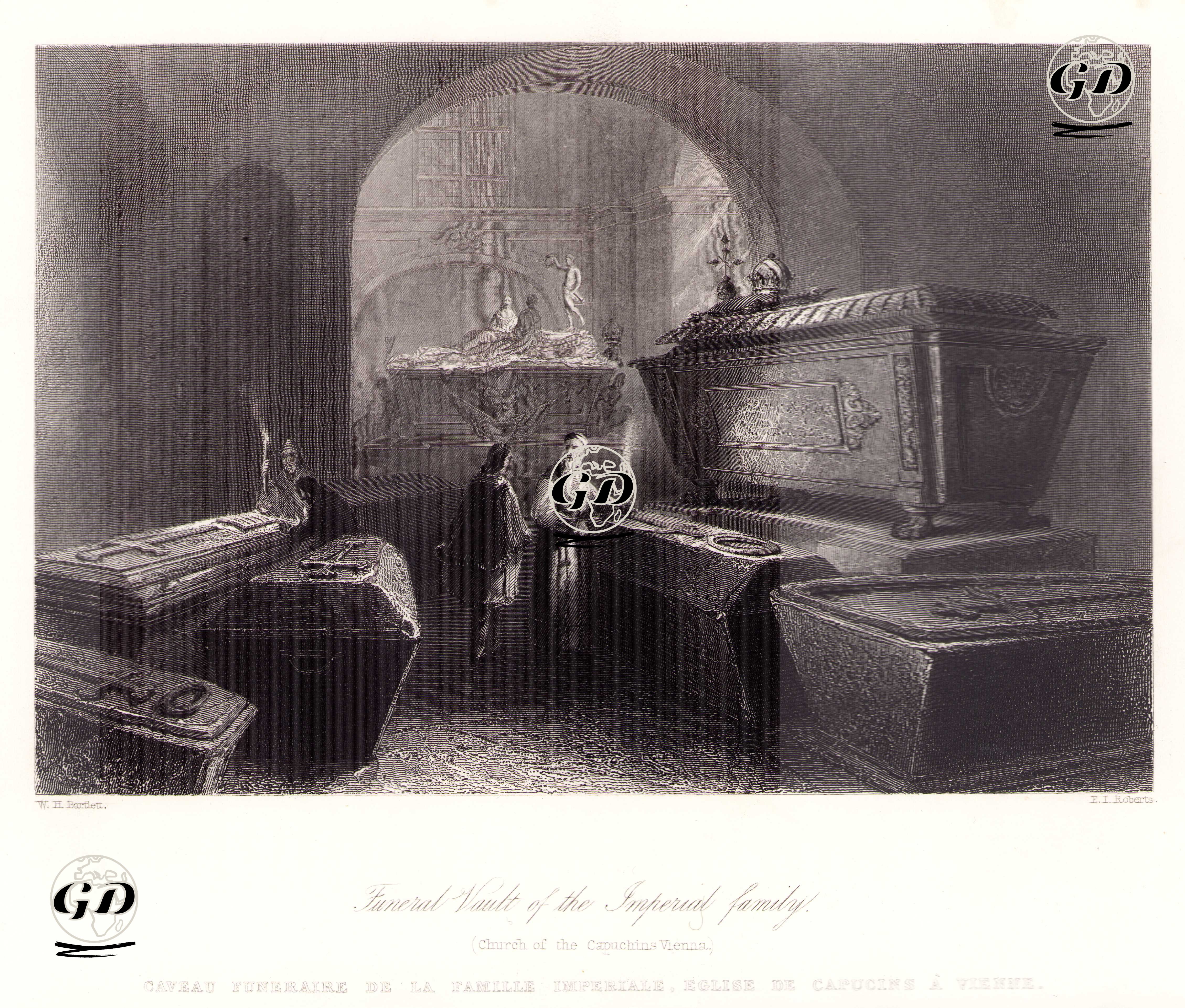Capuchin Kilisesindeki İmparatorların Ve Ailelerinin Mezarları, Viyana - William Henry Bartlett (1809-1854) - 1854