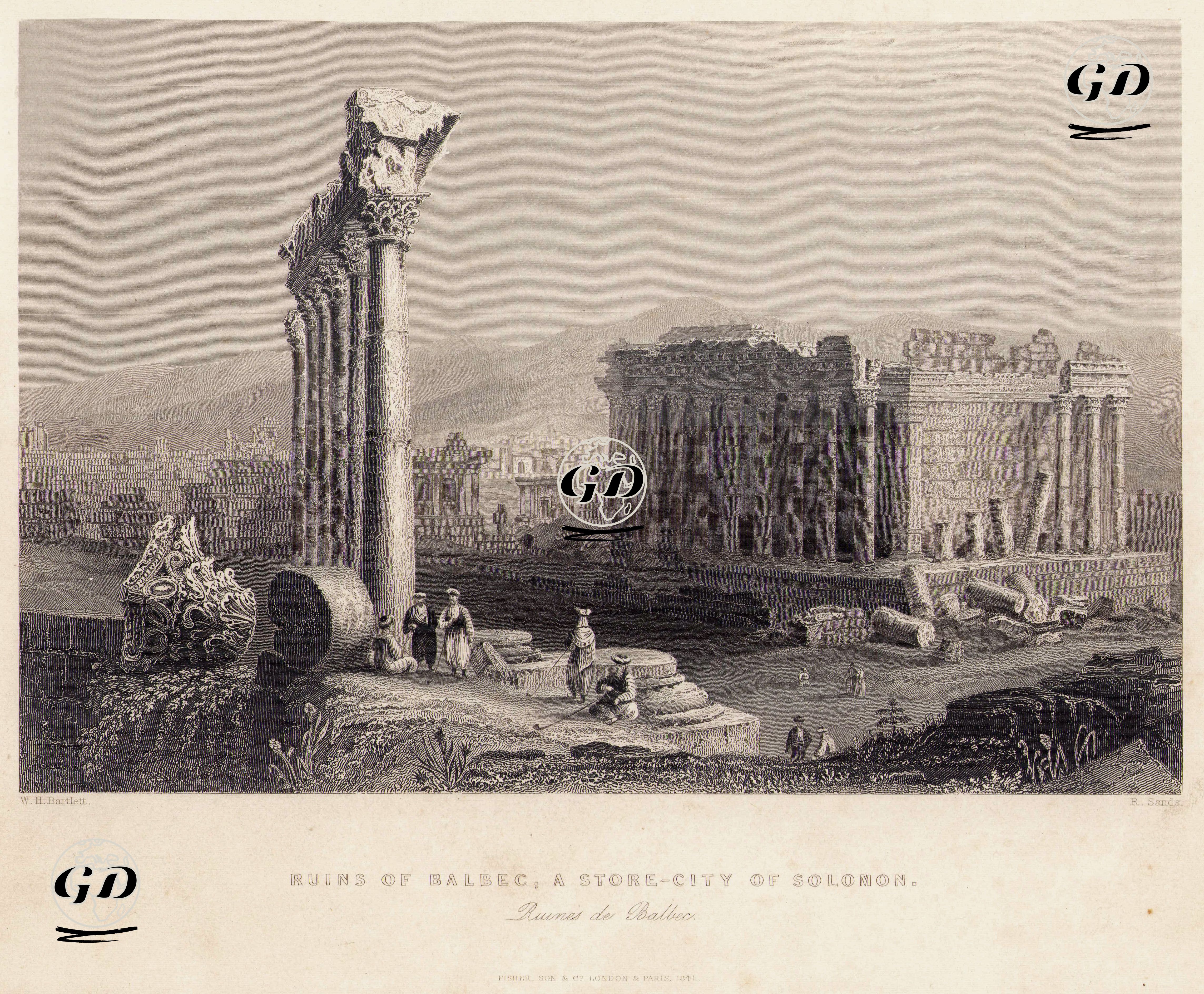 Ruins Of Balbec, A Store City Of Solomon-Ruines De Balbec  - William Henry Bartlett (1809-1854) - 1841