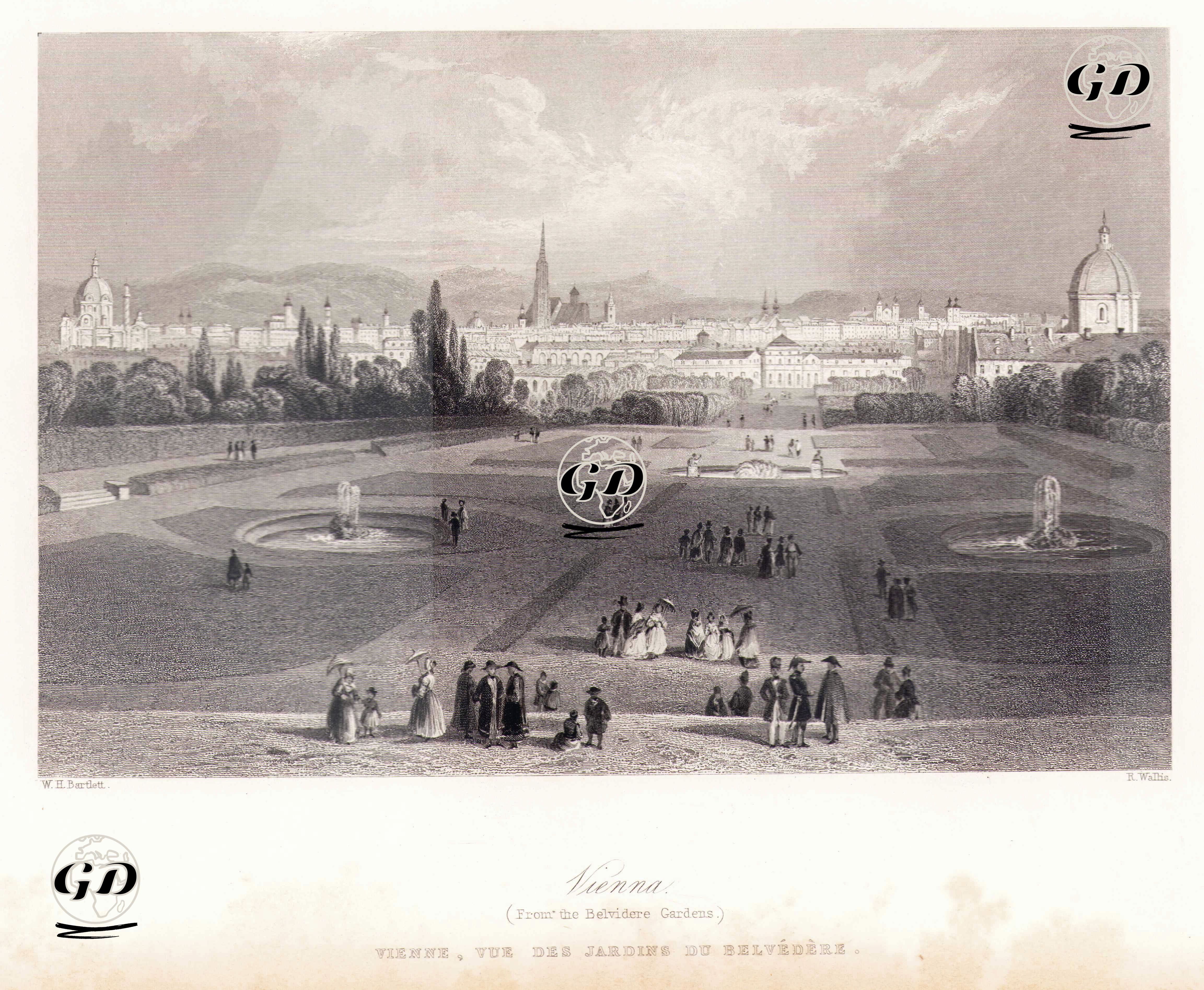 Vienna (From The Belvidere Gardens)-Vienne Vue Des Jardins Du Belvedere - William Henry Bartlett (1809-1854) - 1854