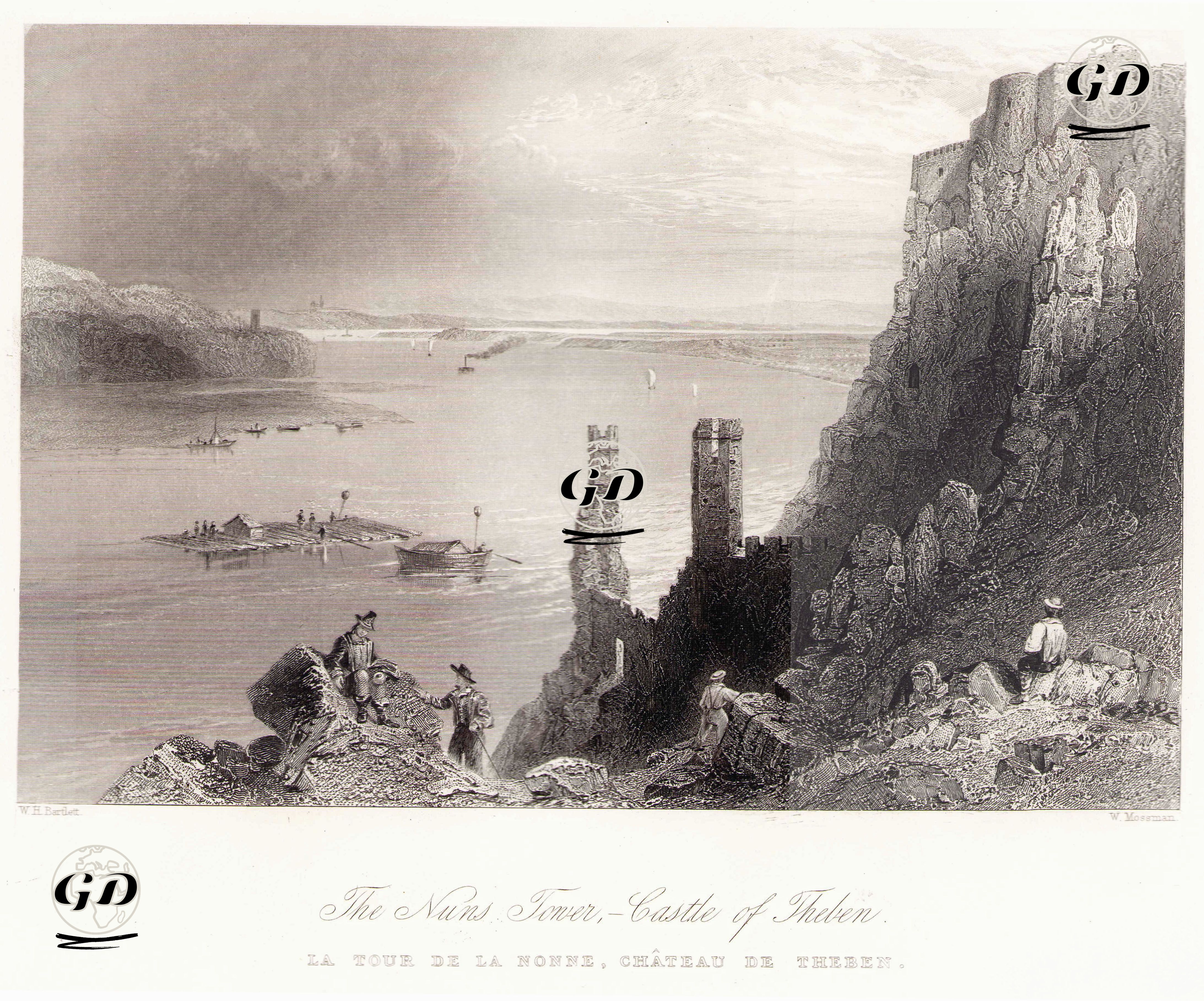 Tuna Nehri Üzerinde Nuns Kulesi Ve Devin Kalesi - William Henry Bartlett (1809-1854) - 1854