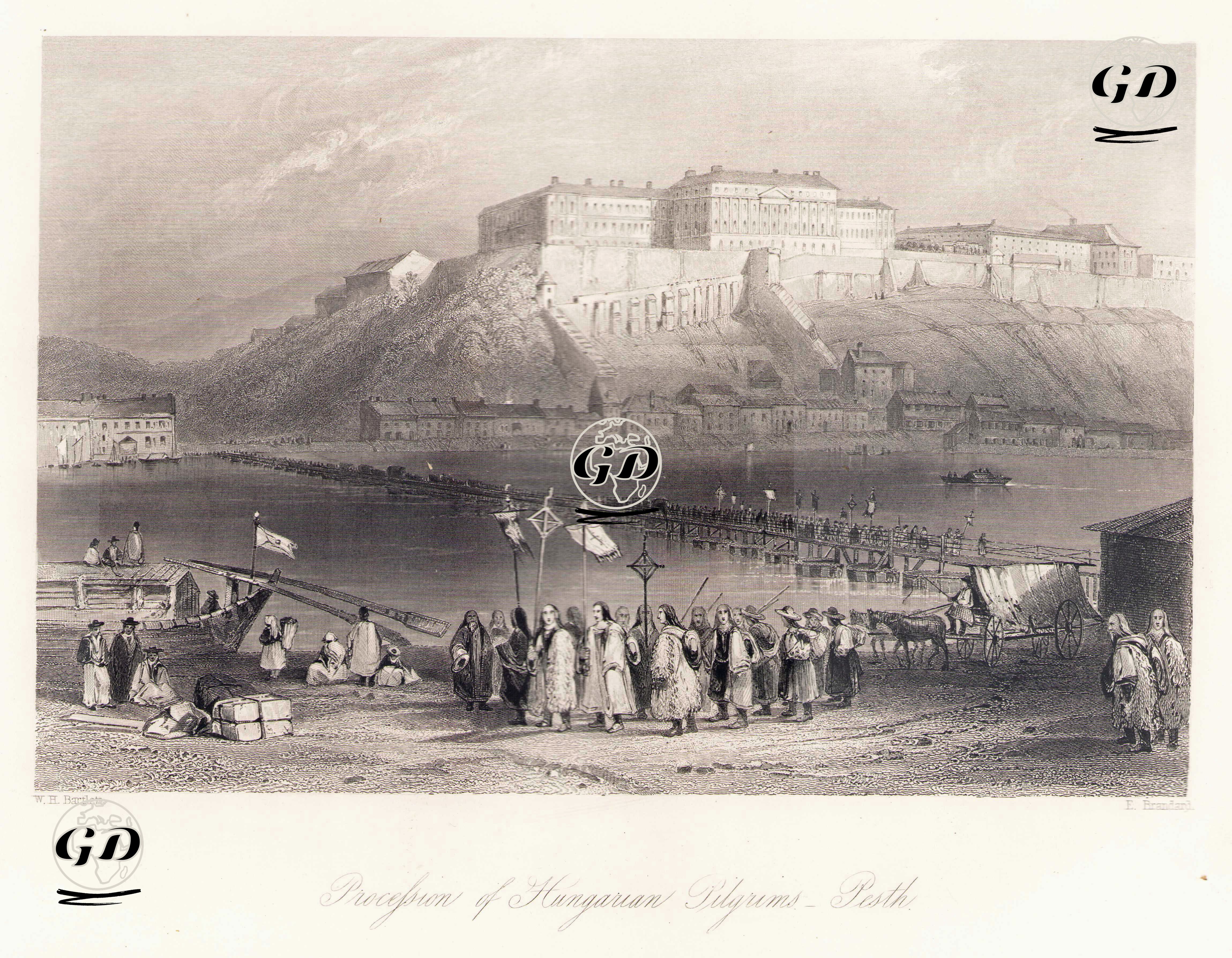 Procession Of Hungarian Pilgrims, Pesth - William Henry Bartlett (1809-1854) - 1854